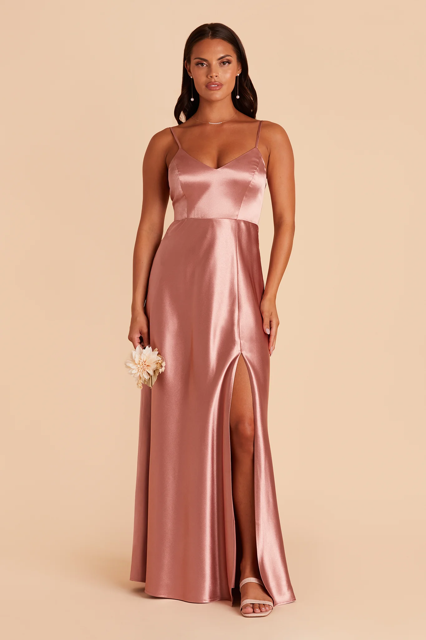Jay Shiny Satin Dress - Desert Rose - Image 4