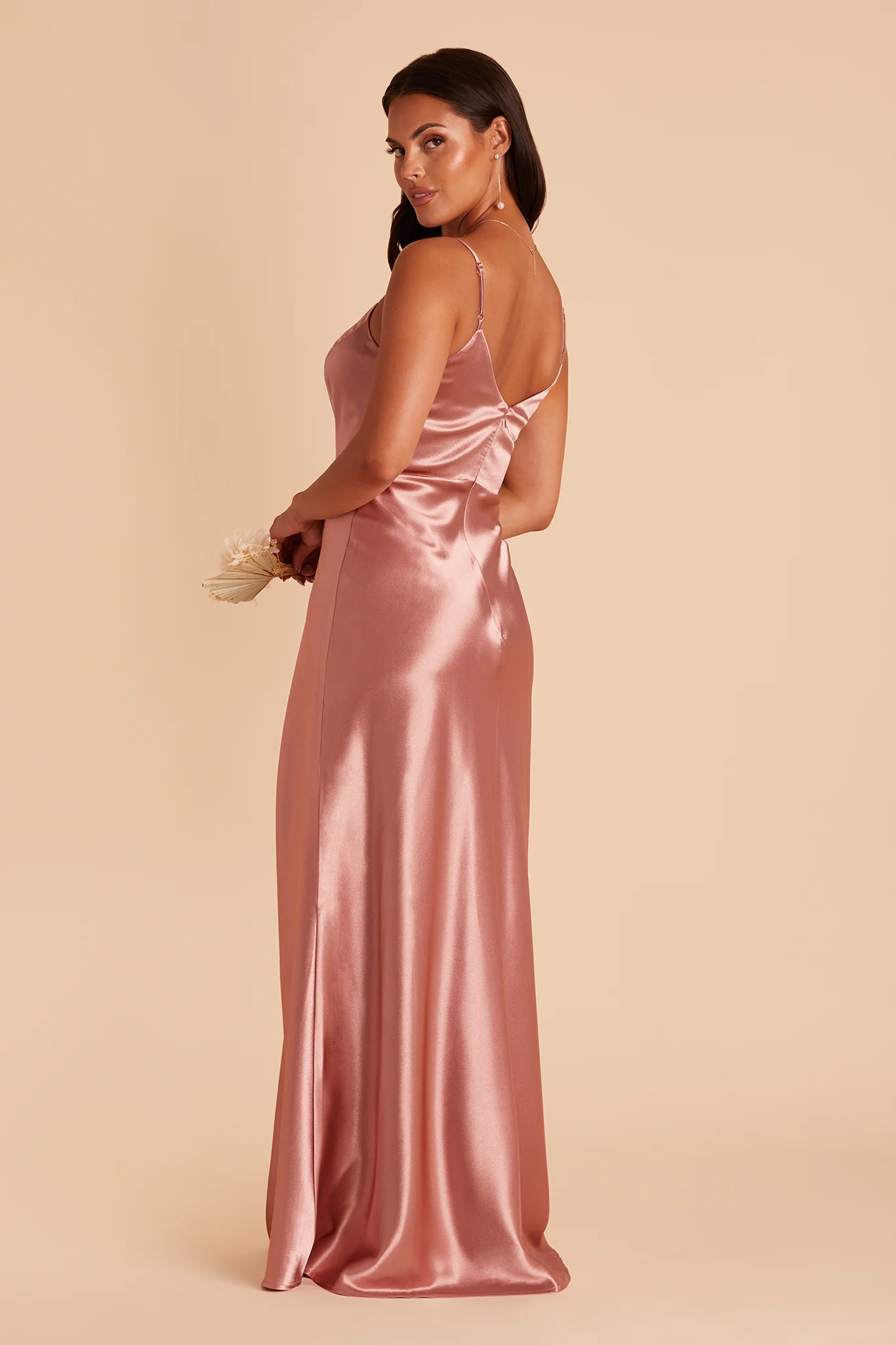 Jay Shiny Satin Dress - Desert Rose - Image 9