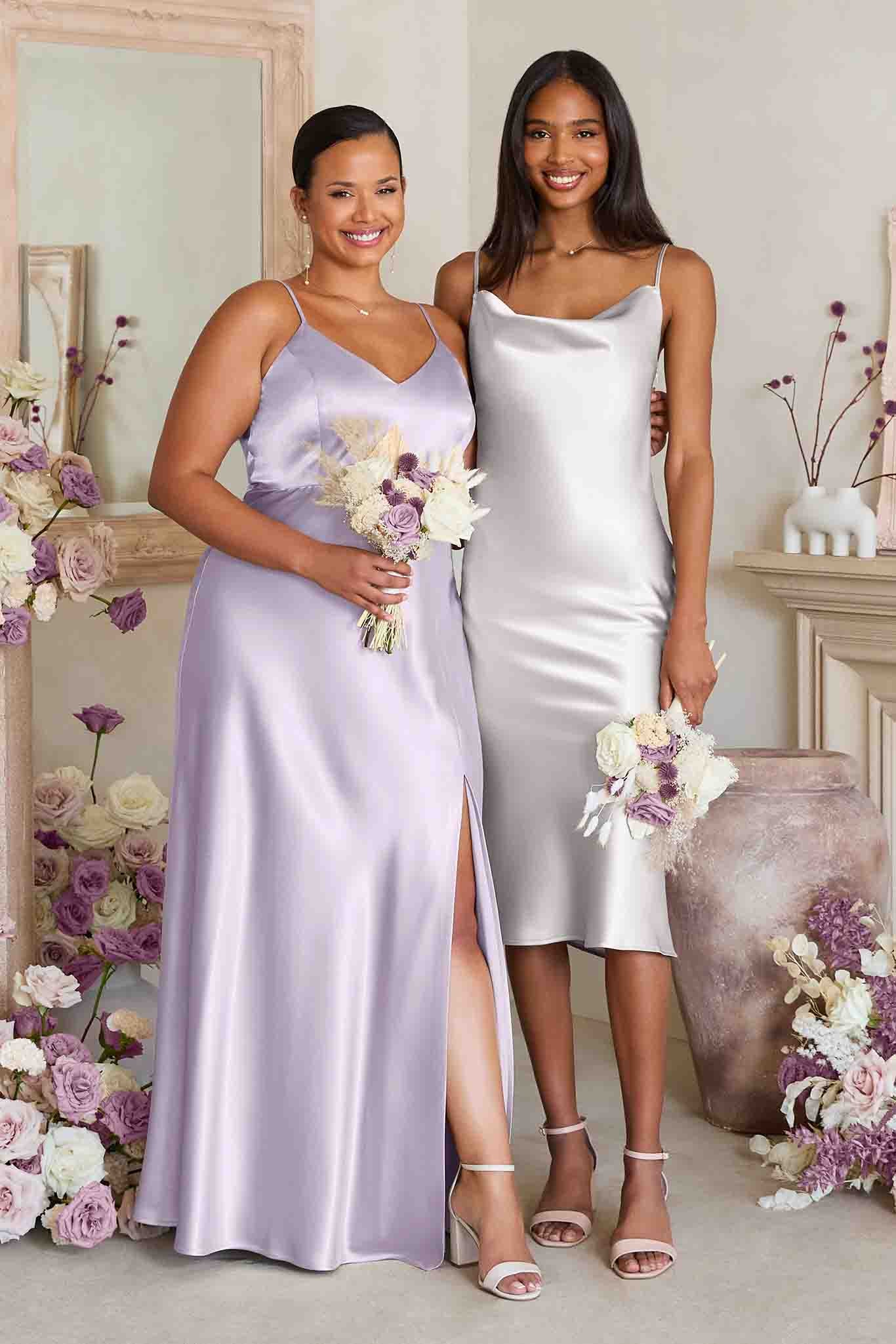 Jay Shiny Satin Dress - Dusty Lilac - Image 2