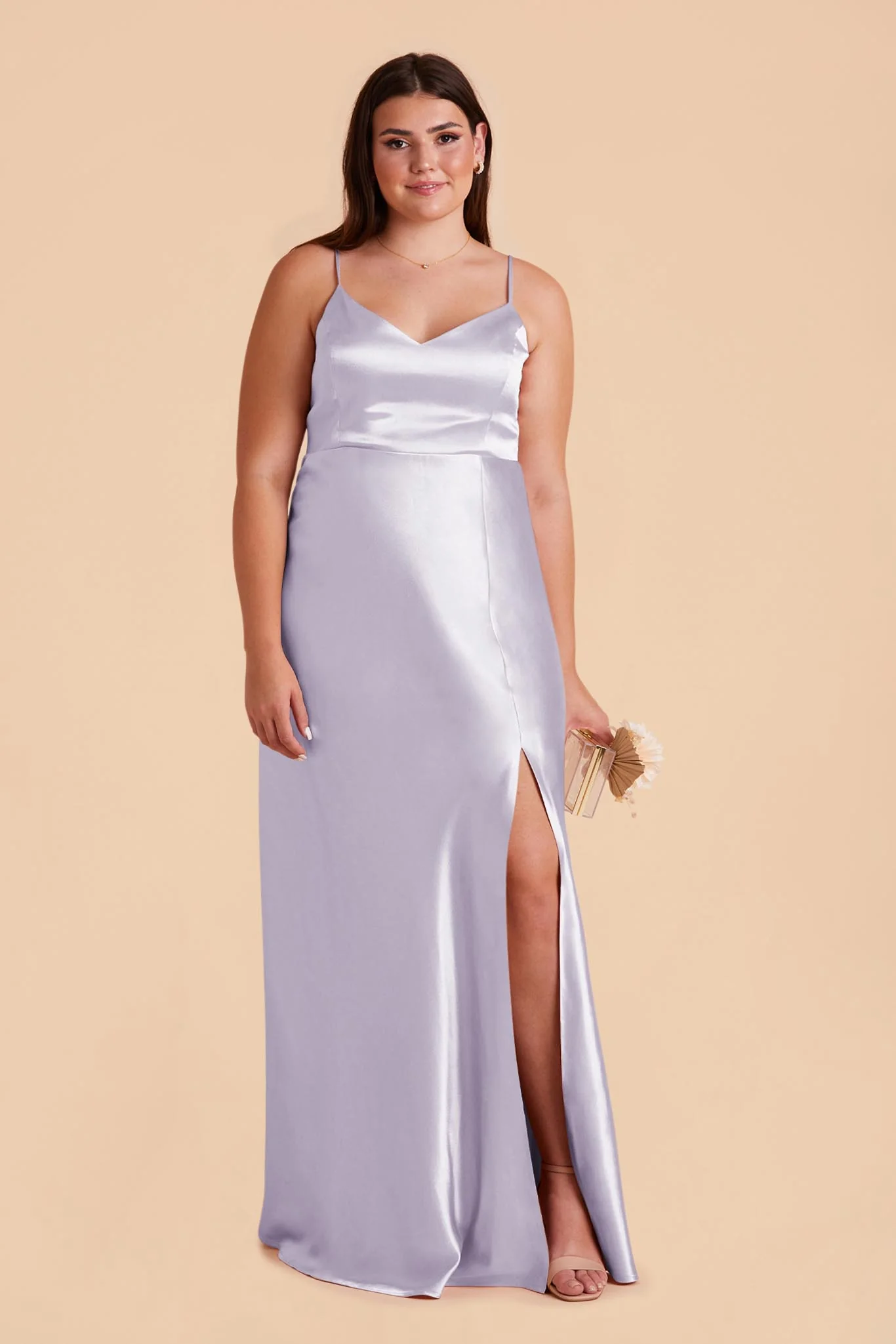 Jay Shiny Satin Dress - Dusty Lilac - Image 3