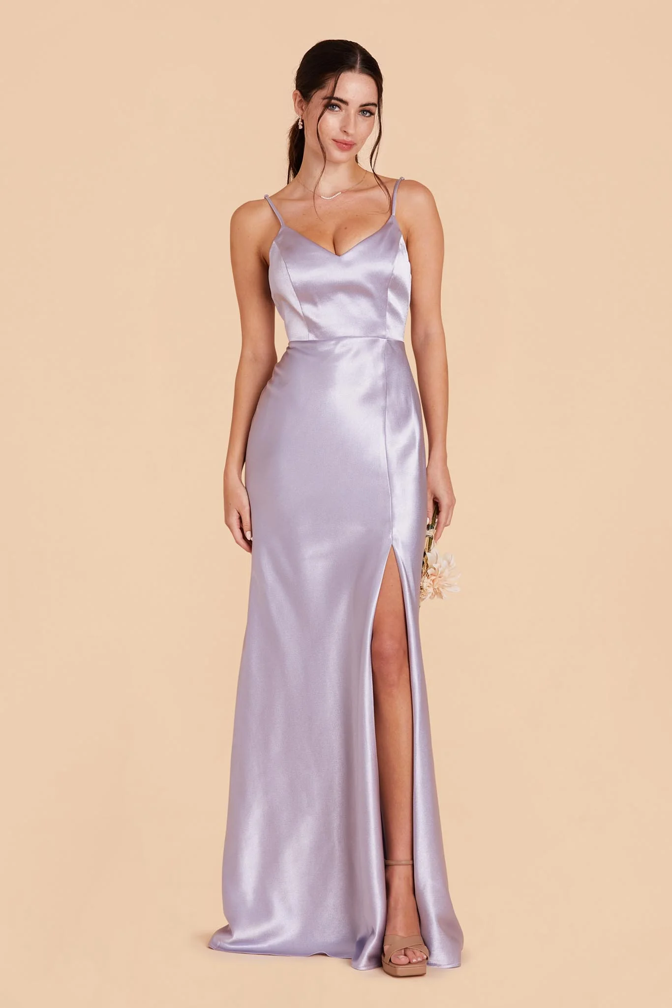 Jay Shiny Satin Dress - Dusty Lilac - Image 4
