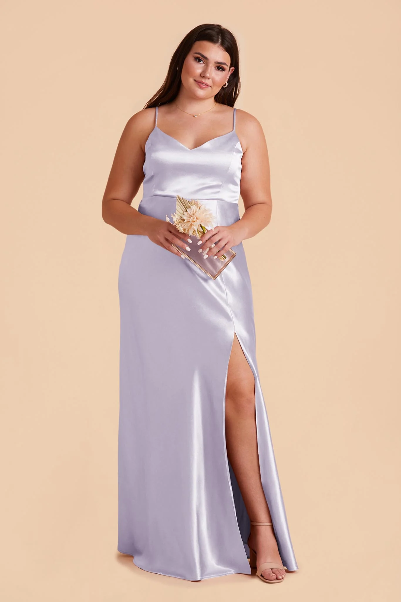 Jay Shiny Satin Dress - Dusty Lilac - Image 7