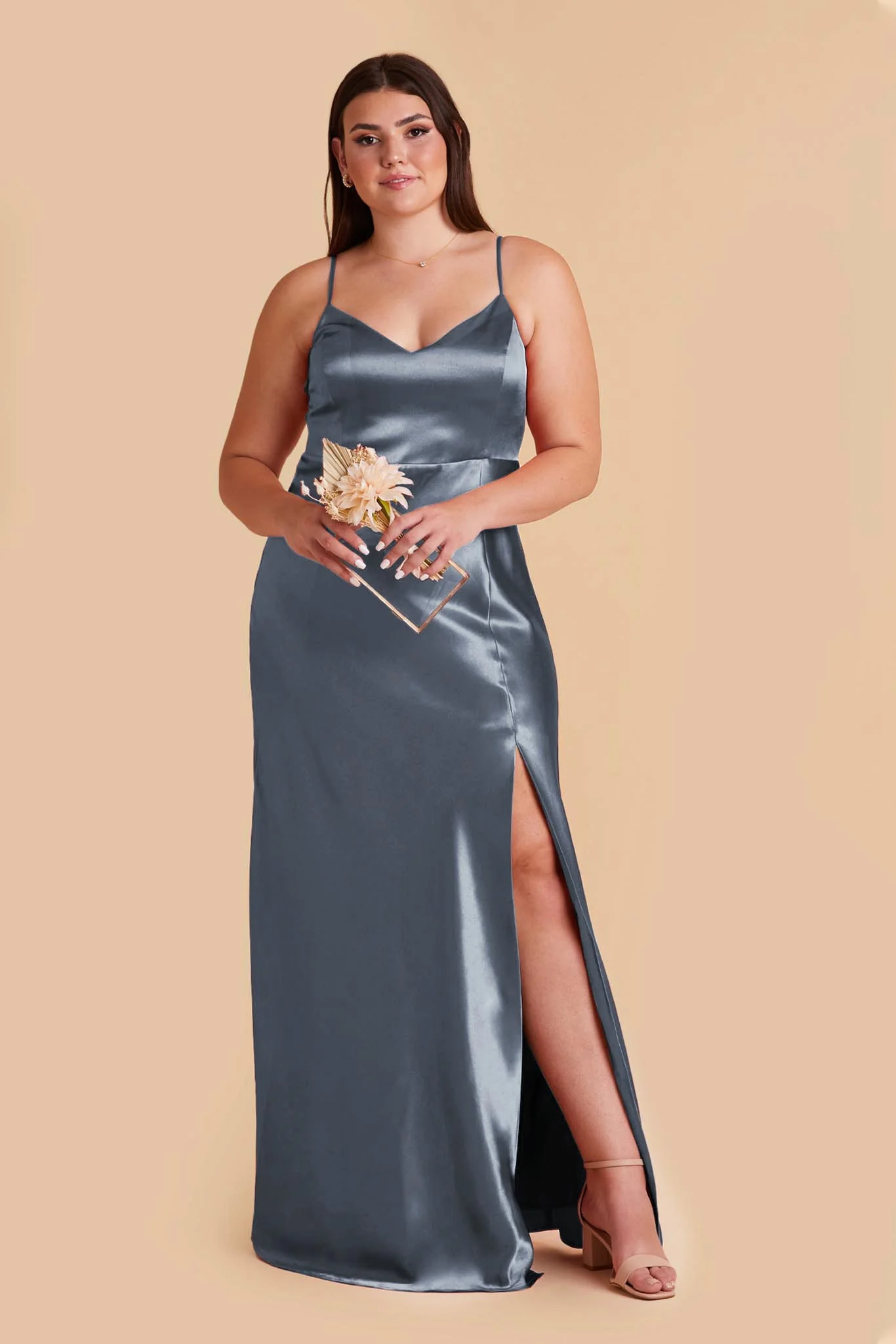 Jay Shiny Satin Dress - French Blue - Image 7