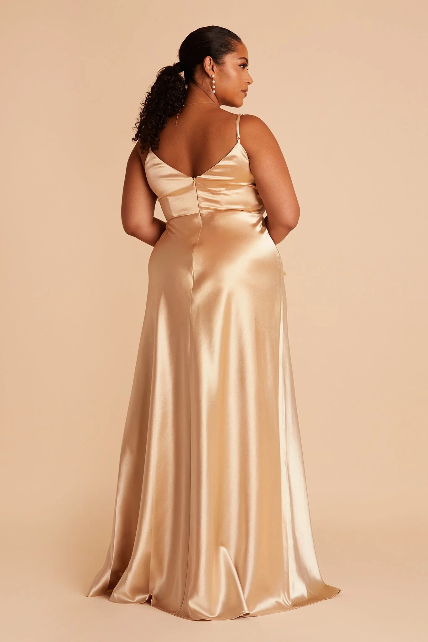 Jay Shiny Satin Dress - Gold - Image 11