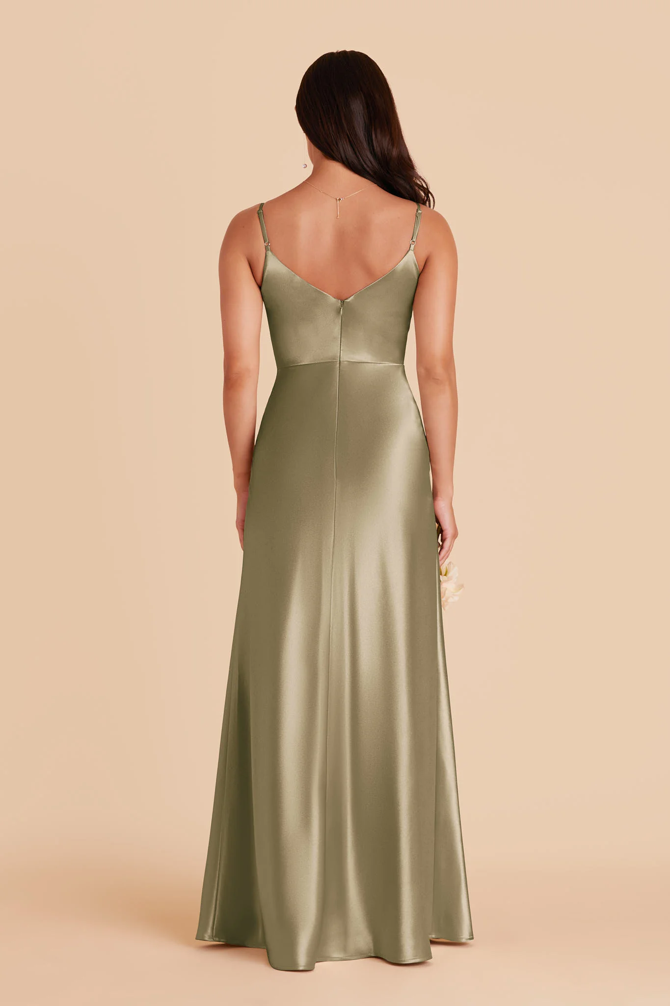 Jay Shiny Satin Dress - Moss Green - Image 5