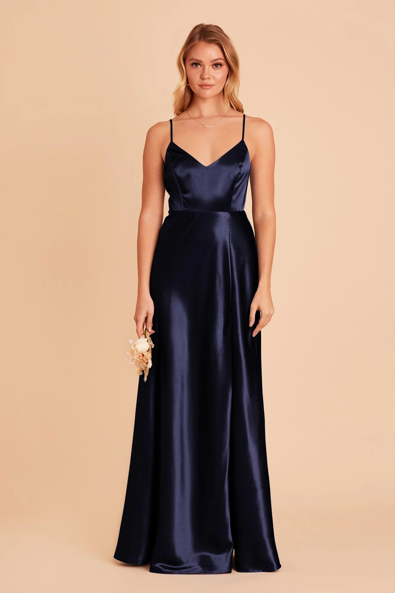 Jay Shiny Satin Dress - Navy