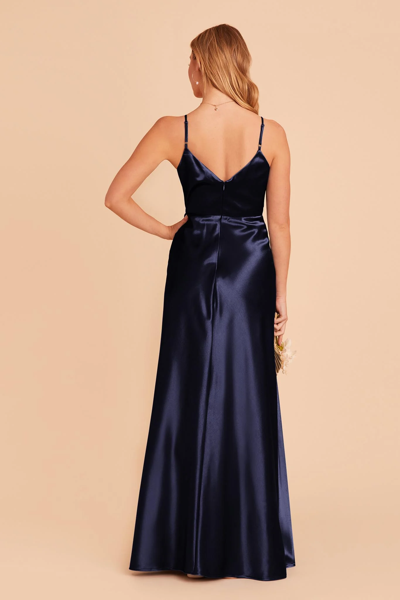 Jay Shiny Satin Dress - Navy - Image 6