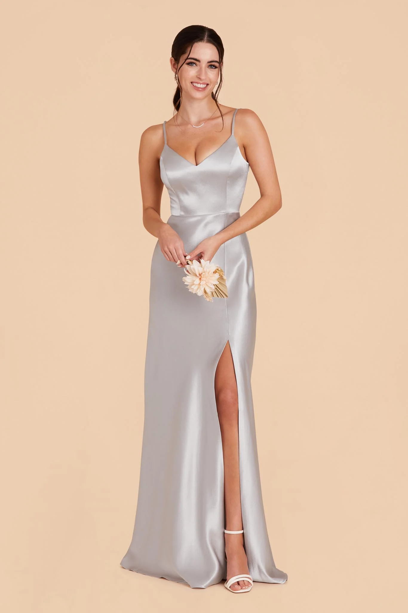 Jay Shiny Satin Dress - Platinum - Image 4