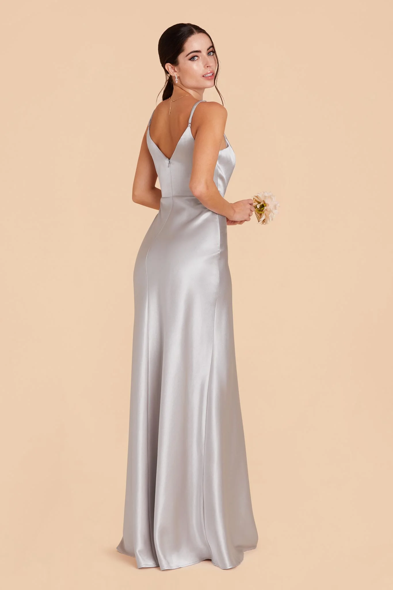 Jay Shiny Satin Dress - Platinum - Image 7