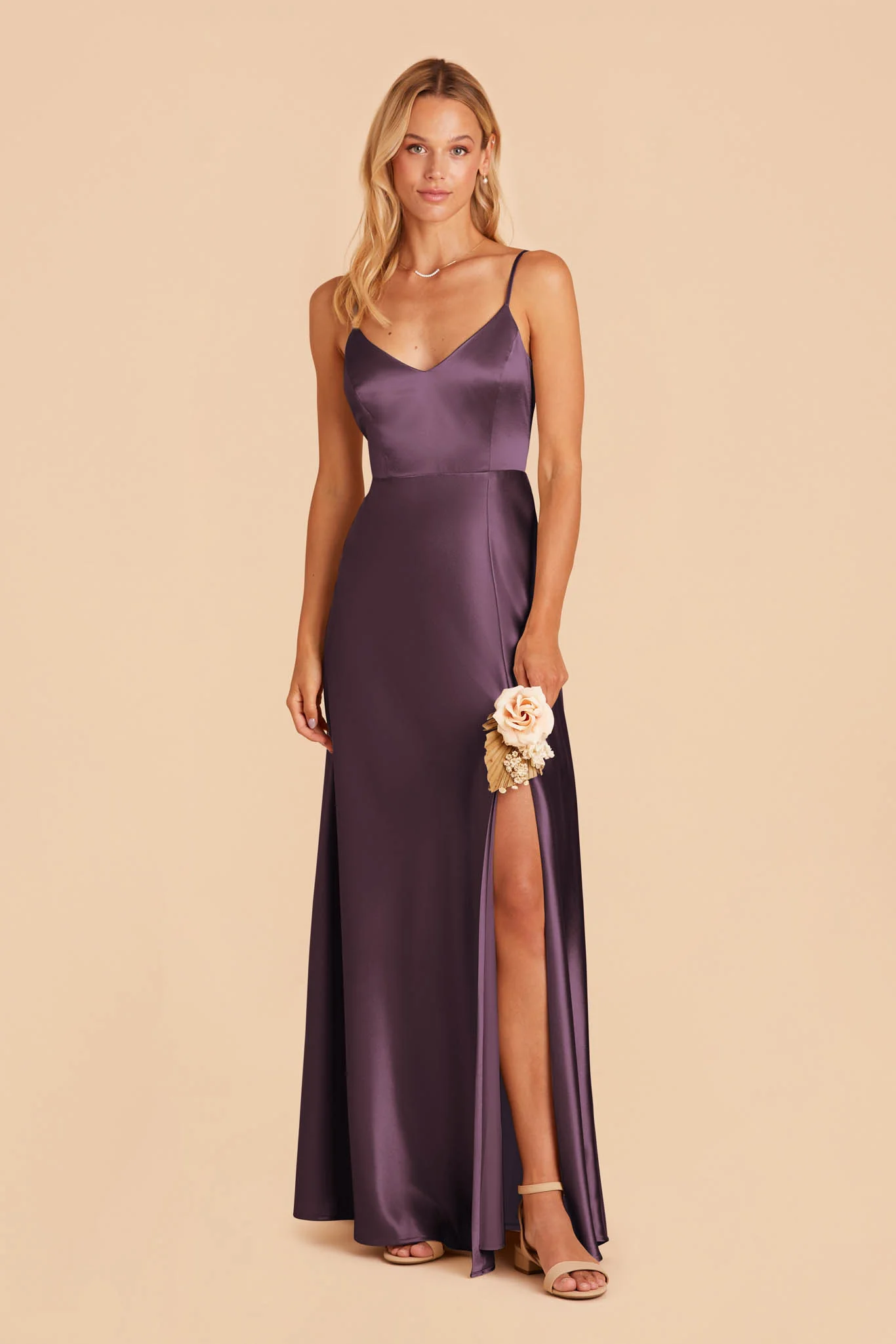 Jay Shiny Satin Dress - Plum - Image 5