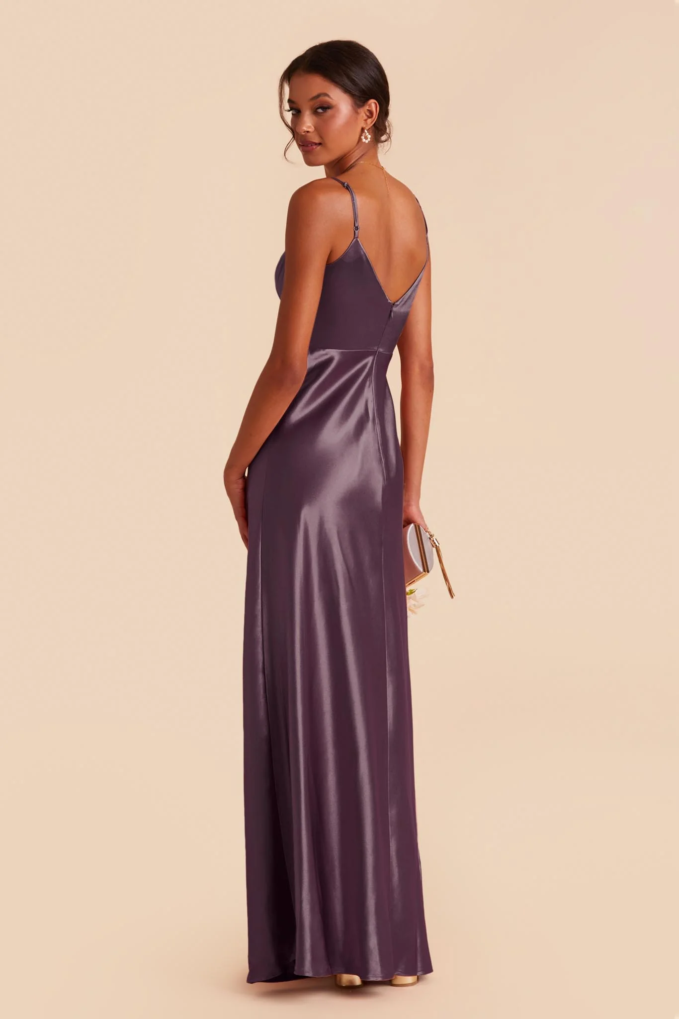 Jay Shiny Satin Dress - Plum - Image 8