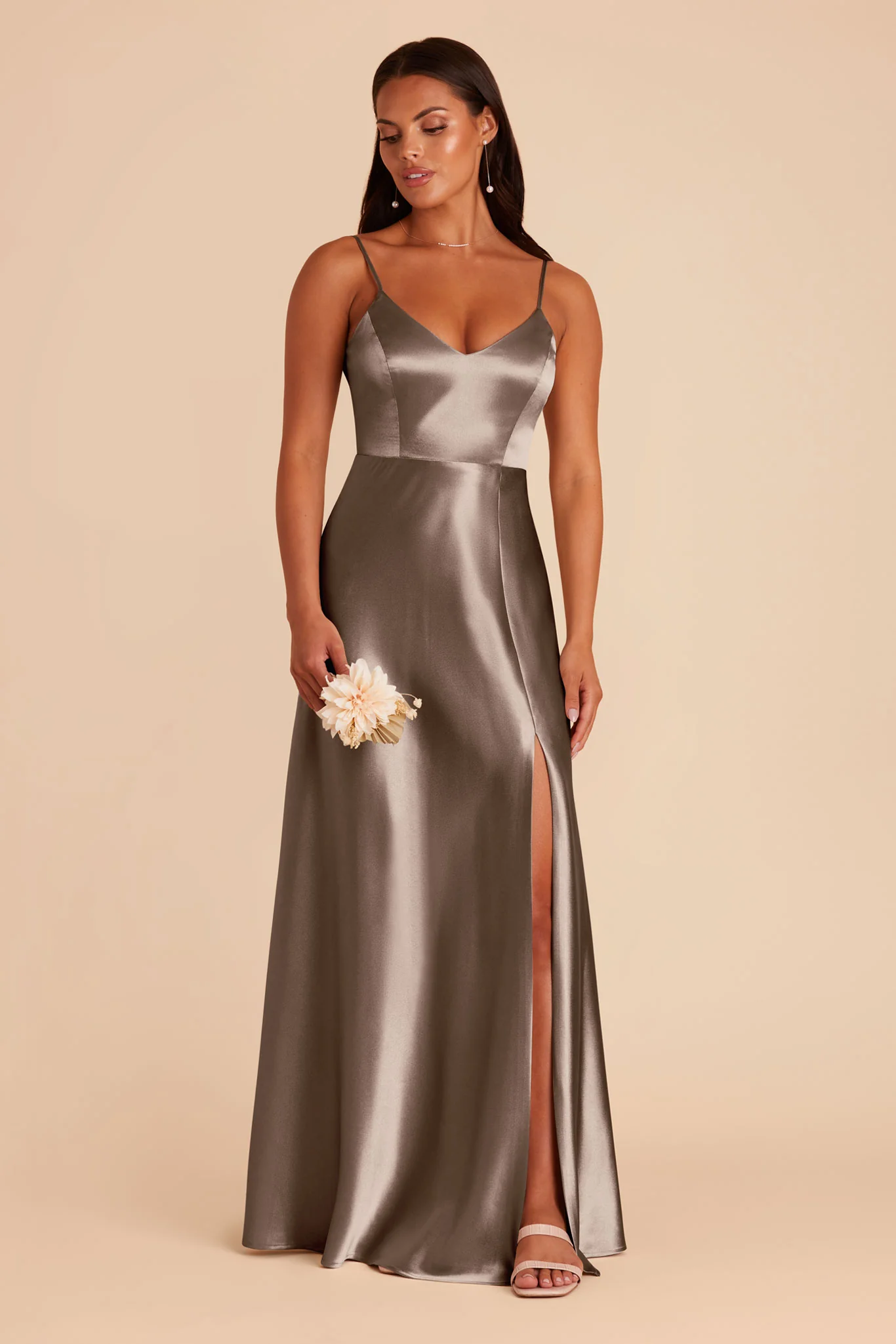 Jay Shiny Satin Dress - Quartz - Image 4