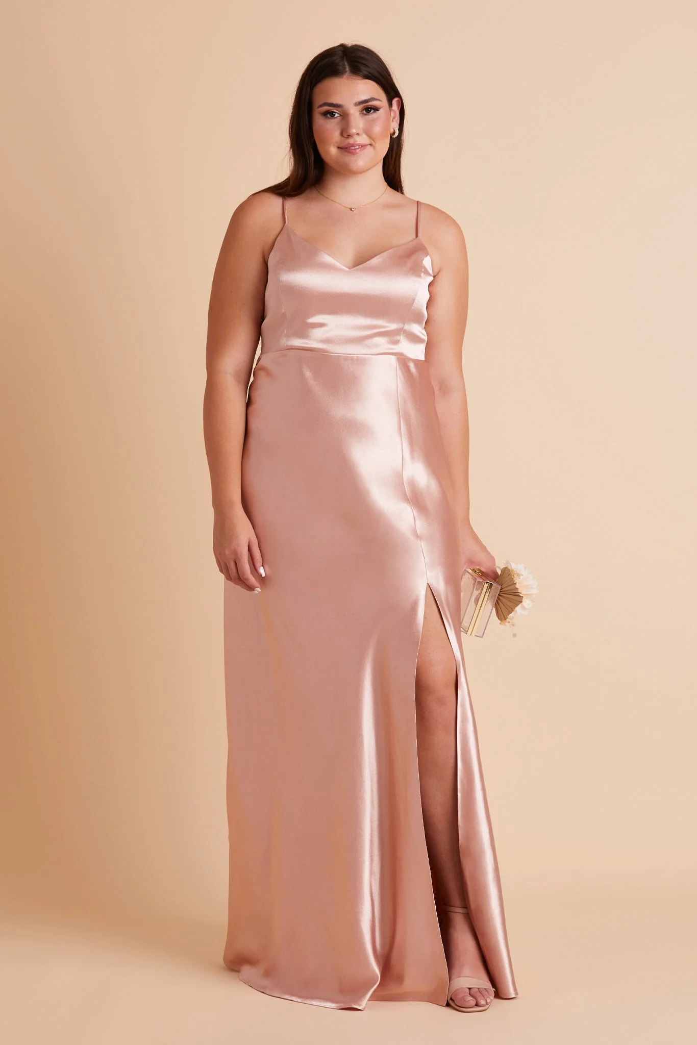 Jay Shiny Satin Dress - Rose Gold - Image 13
