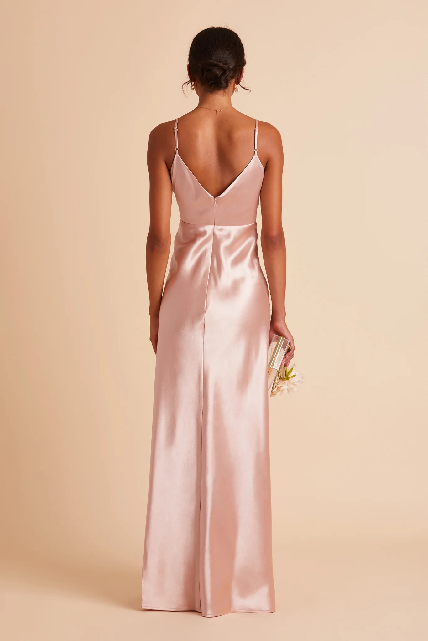 Jay Shiny Satin Dress - Rose Gold - Image 9