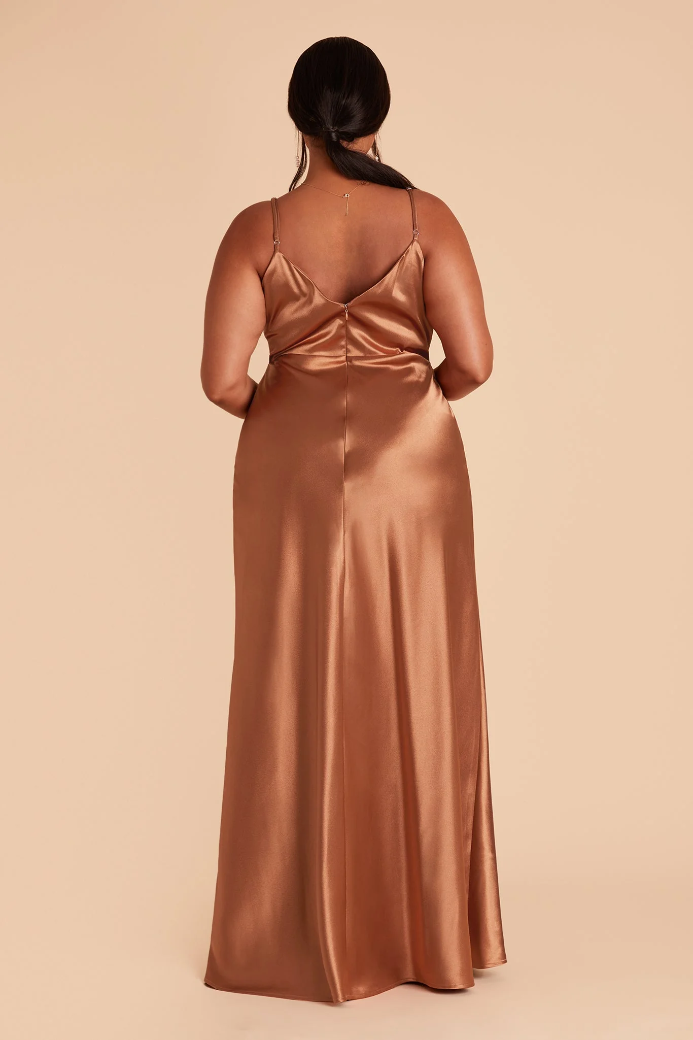 Jay Shiny Satin Dress - Rust - Image 14