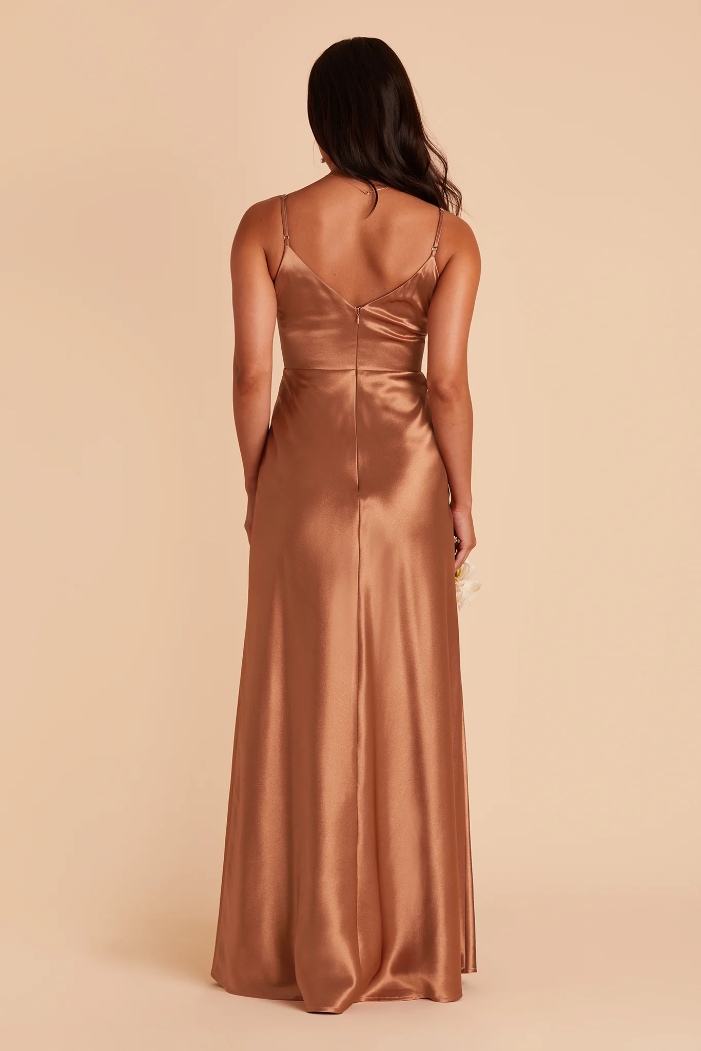 Jay Shiny Satin Dress - Rust - Image 15