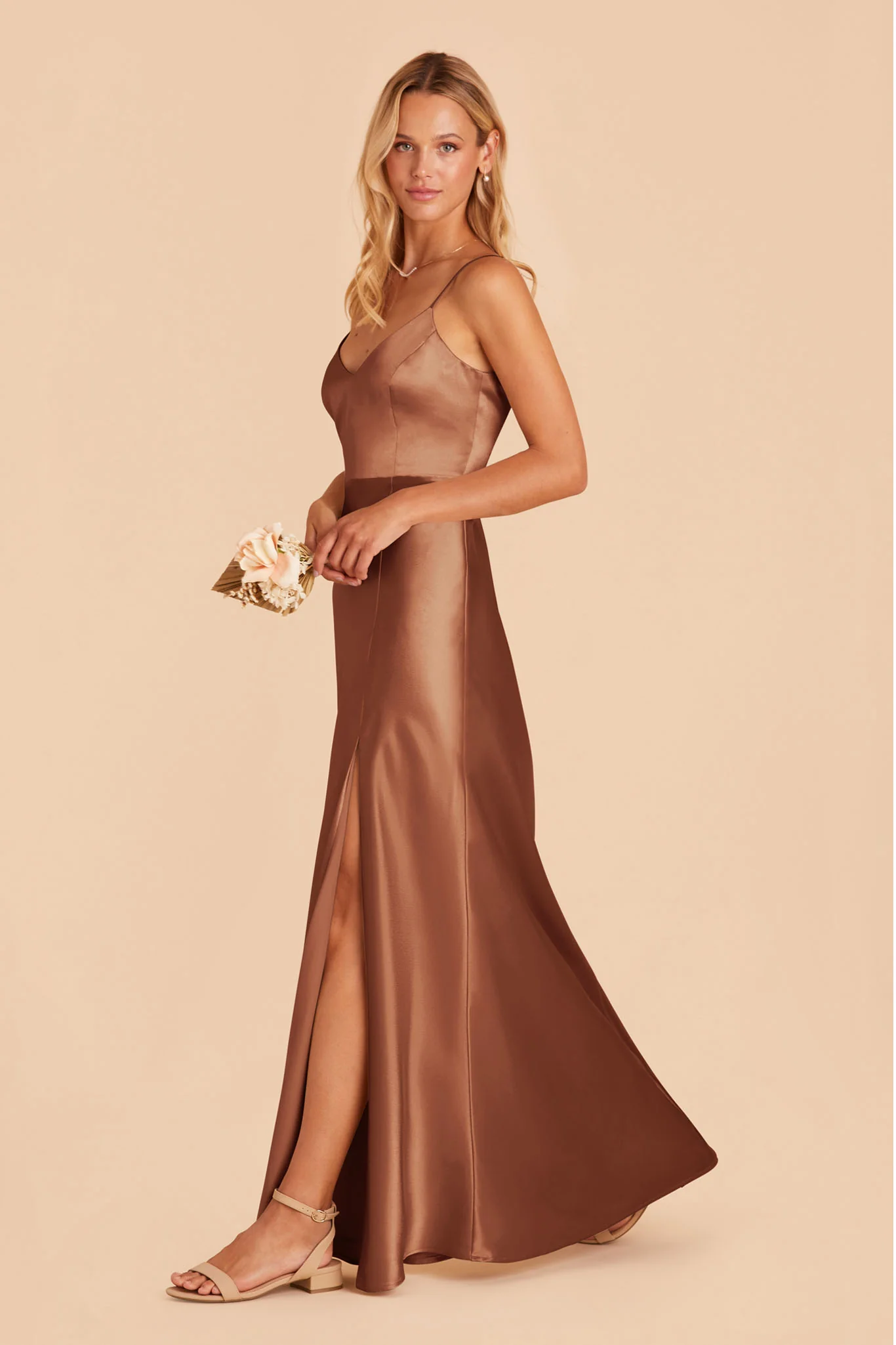 Jay Shiny Satin Dress - Rust - Image 6