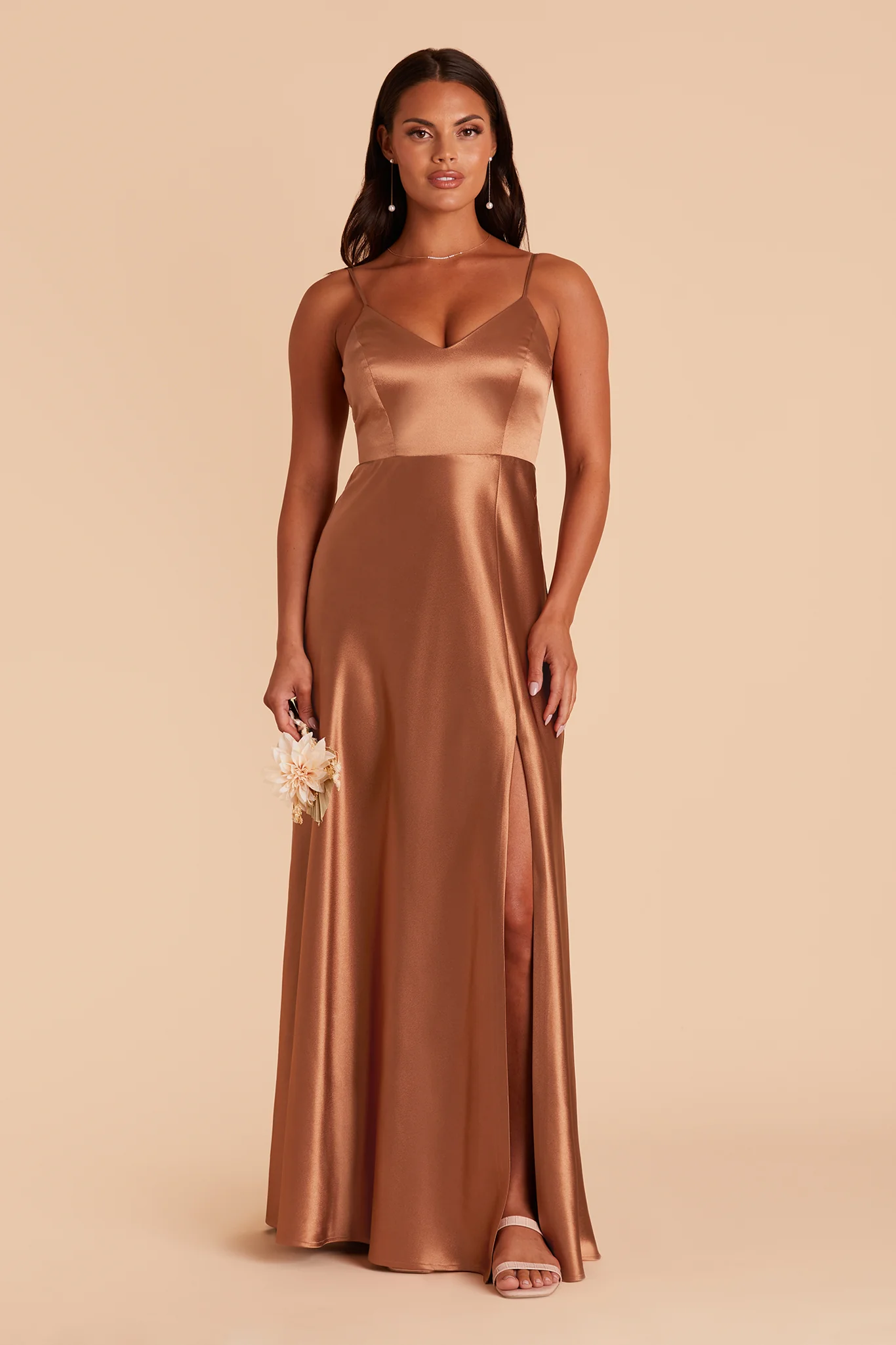 Jay Shiny Satin Dress - Rust - Image 8
