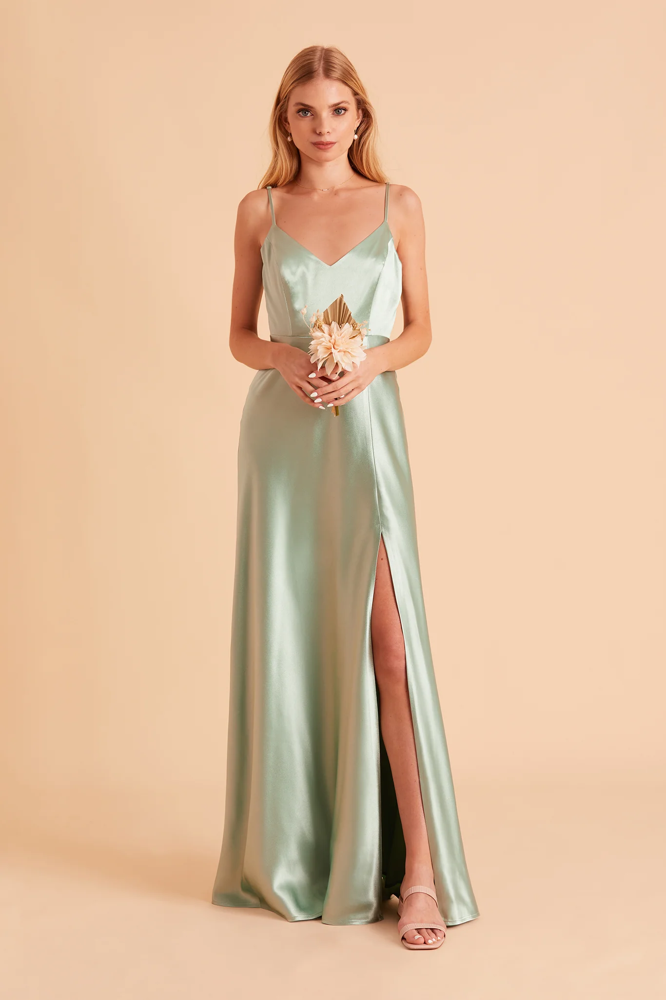 Jay Shiny Satin Dress - Sage - Image 6