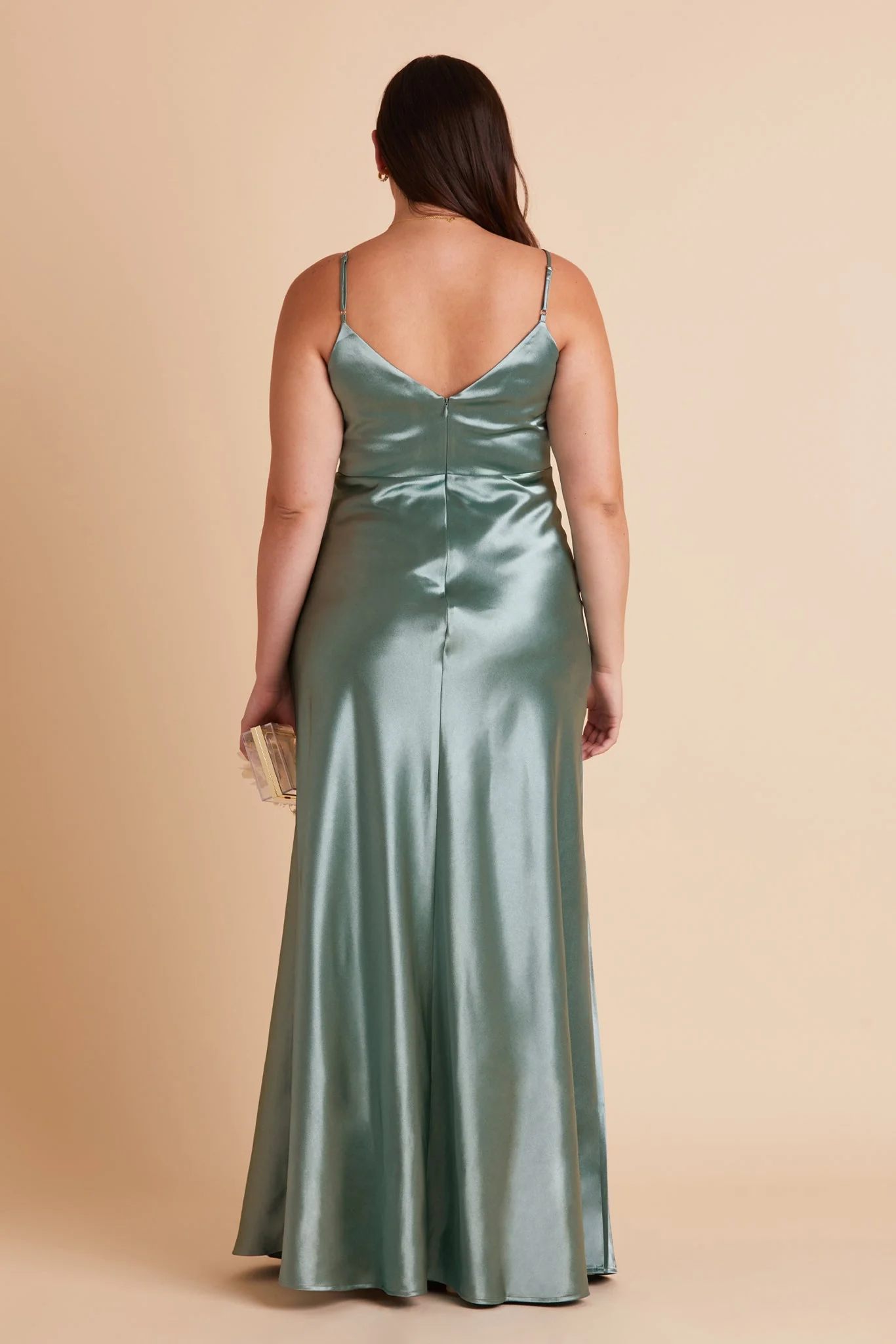 Jay Shiny Satin Dress - Sea Glass - Image 13