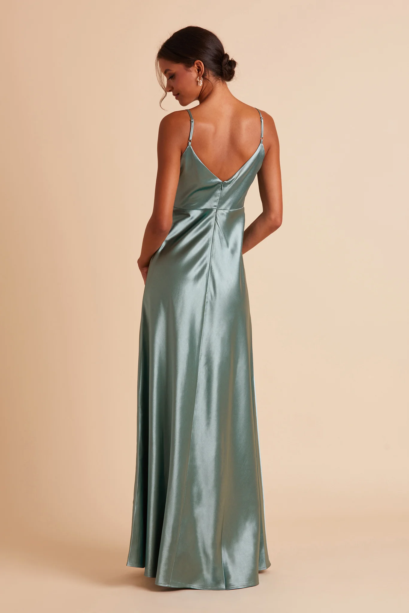 Jay Shiny Satin Dress - Sea Glass - Image 8