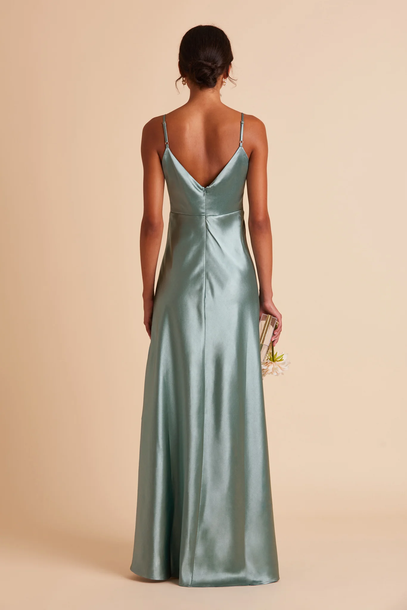 Jay Shiny Satin Dress - Sea Glass - Image 9