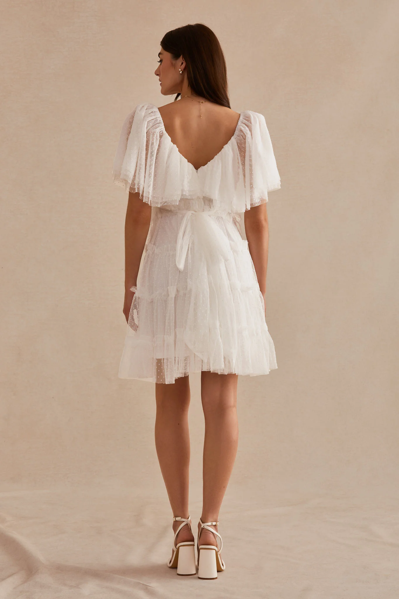 Jenn Mesh Tiered Mini Dress - White - Image 6