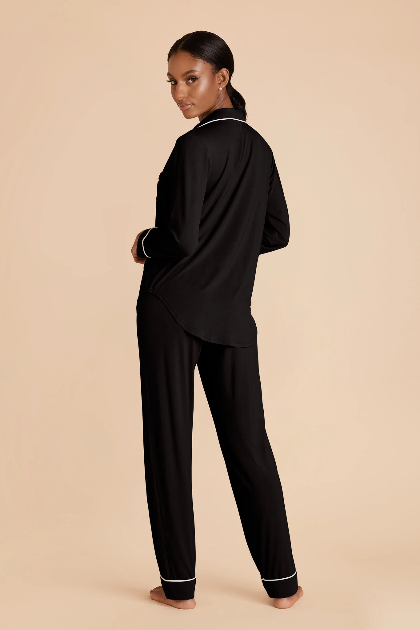 Jenna Bamboo Pajama Set - Black - Image 3