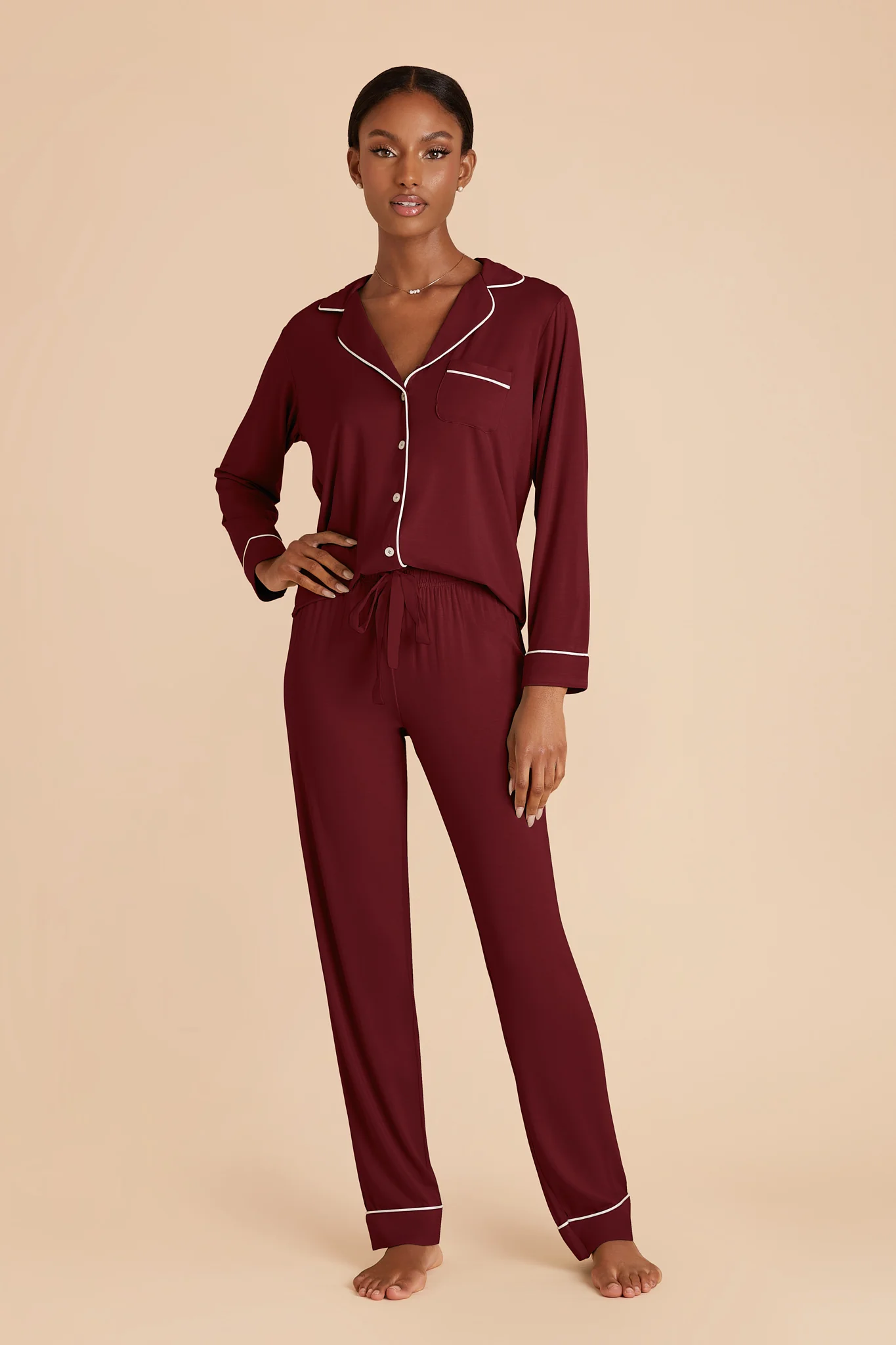 Jenna Bamboo Pajama Set - Cabernet