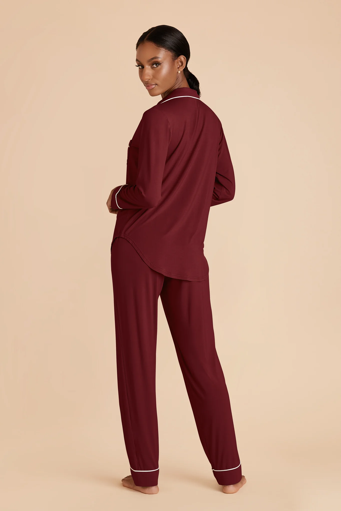 Jenna Bamboo Pajama Set - Cabernet - Image 3