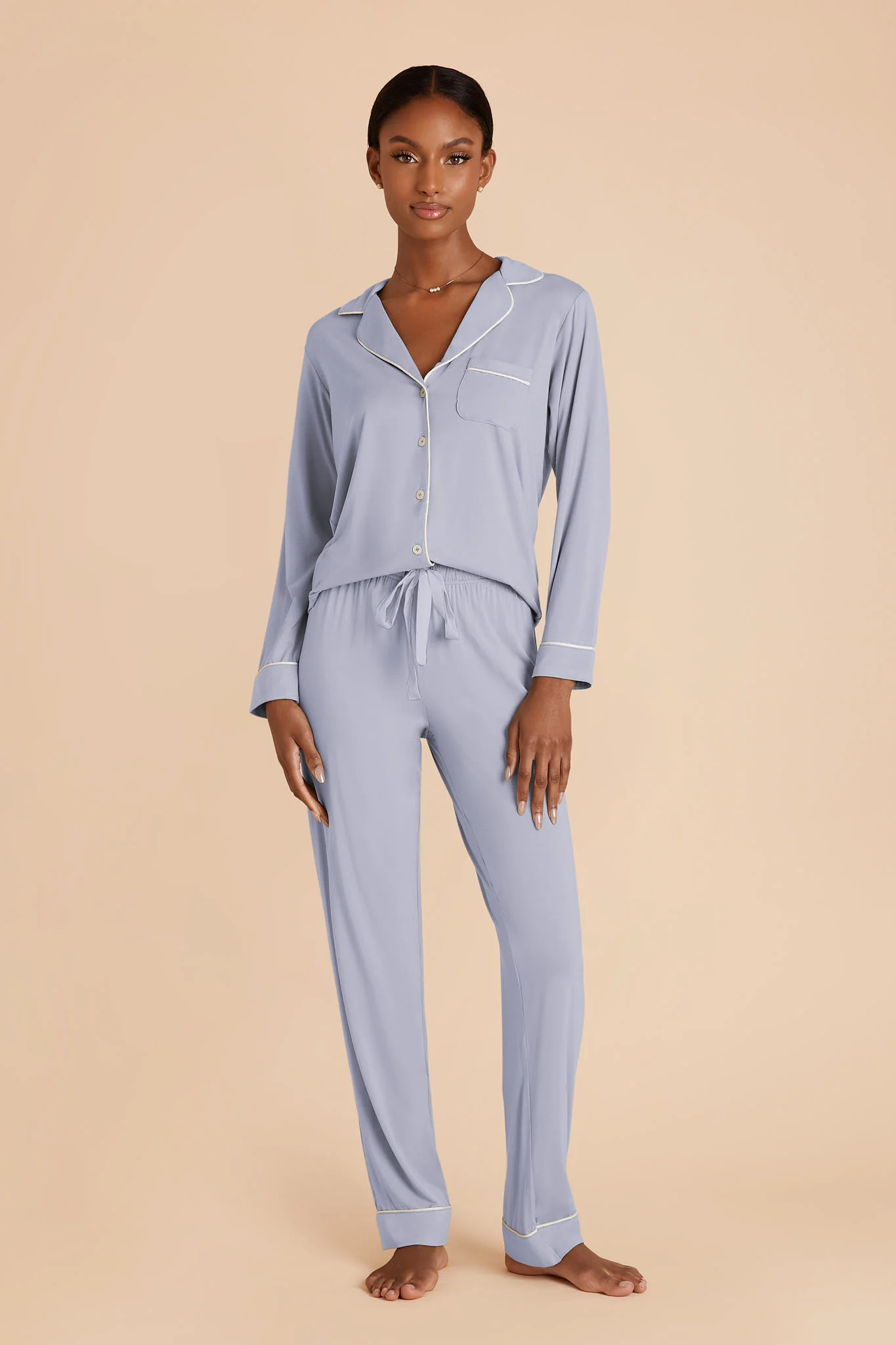 Jenna Bamboo Pajama Set - Dusty Blue