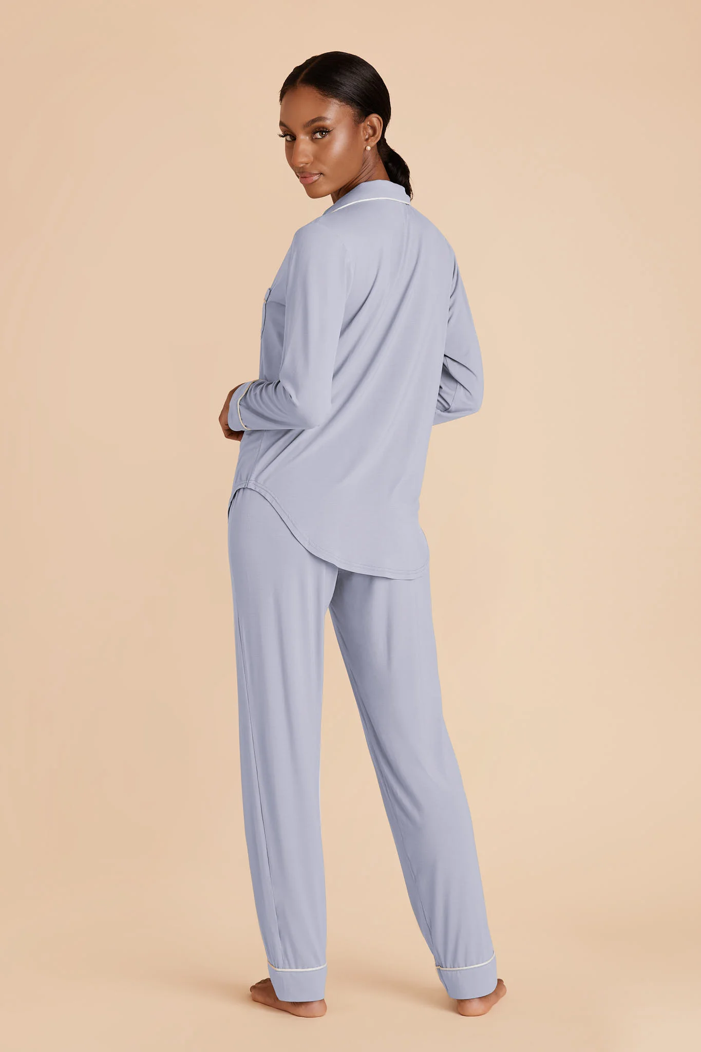 Jenna Bamboo Pajama Set - Dusty Blue - Image 3