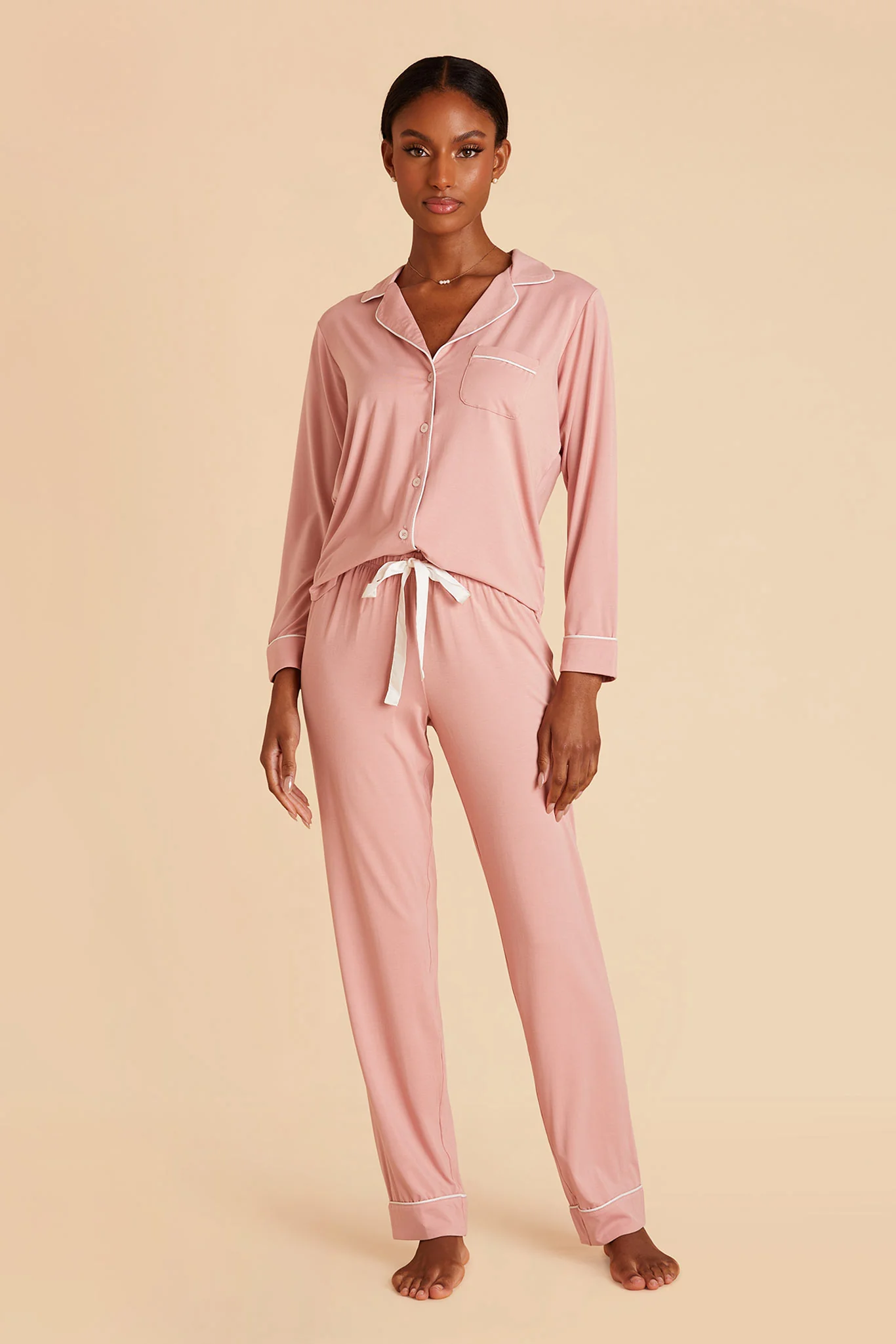 Jenna Bamboo Pajama Set - Dusty Rose - Image 4