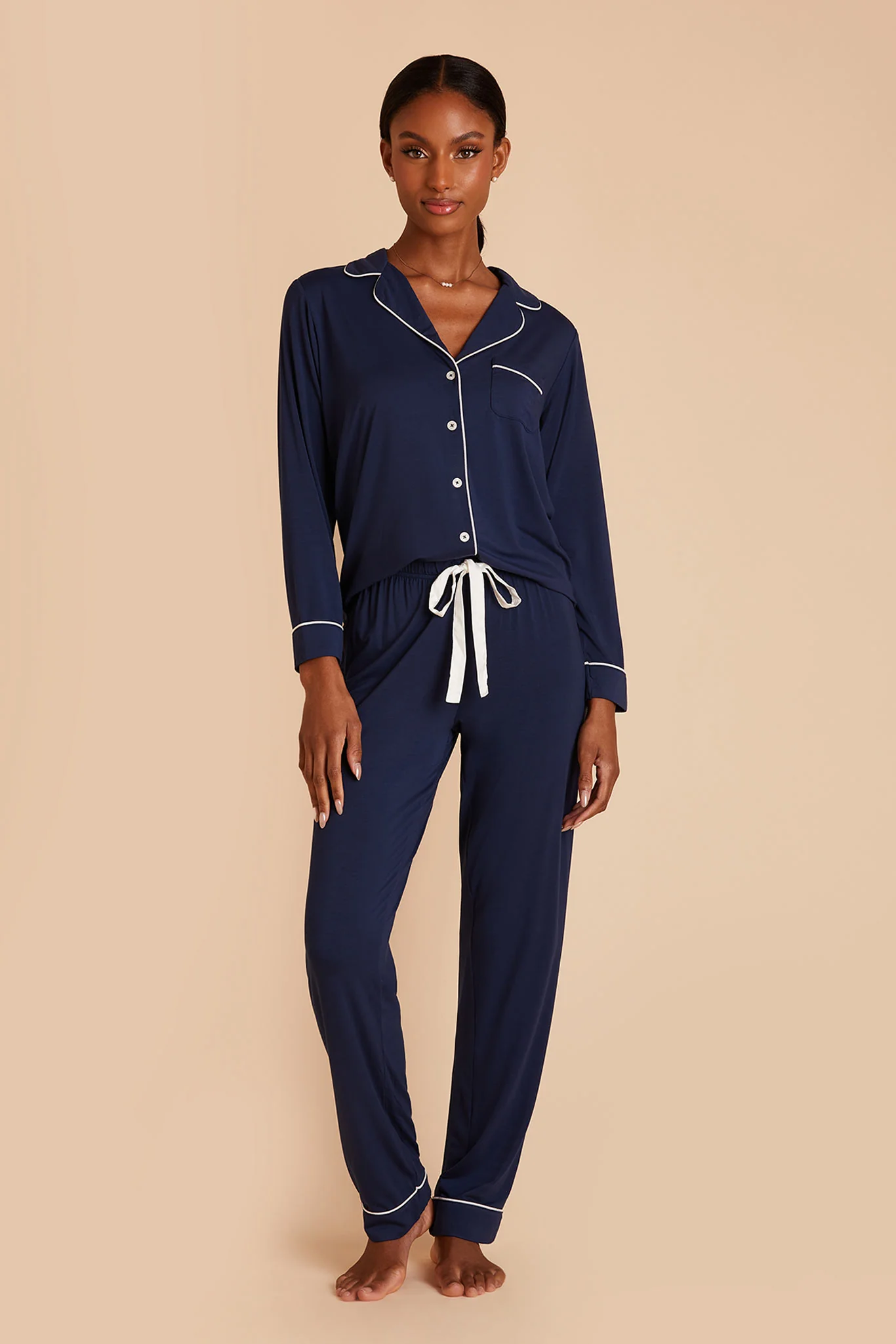 Jenna Bamboo Pajama Set - Navy - Image 6