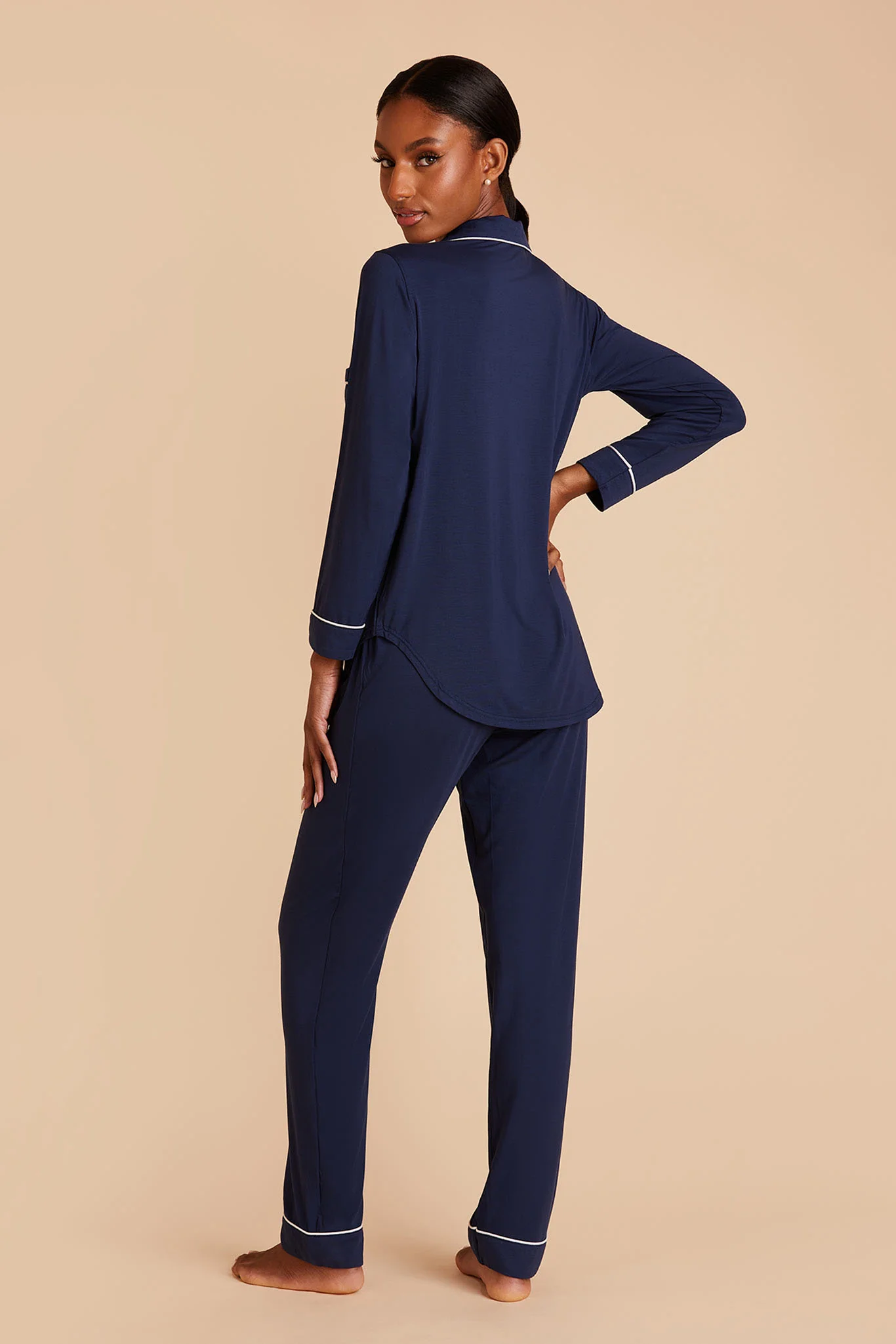 Jenna Bamboo Pajama Set - Navy - Image 7
