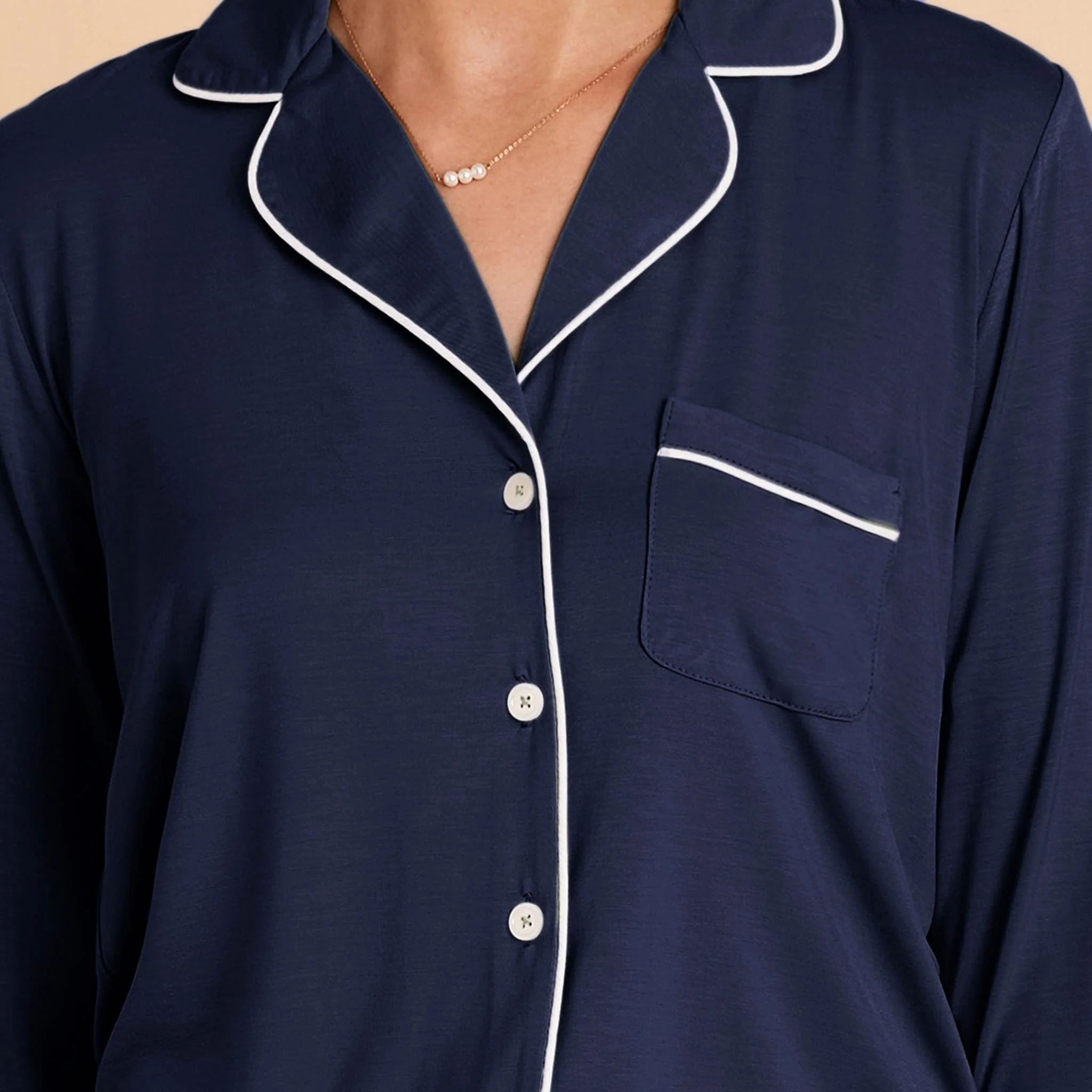 Jenna Bamboo Pajama Set - Navy - Image 8