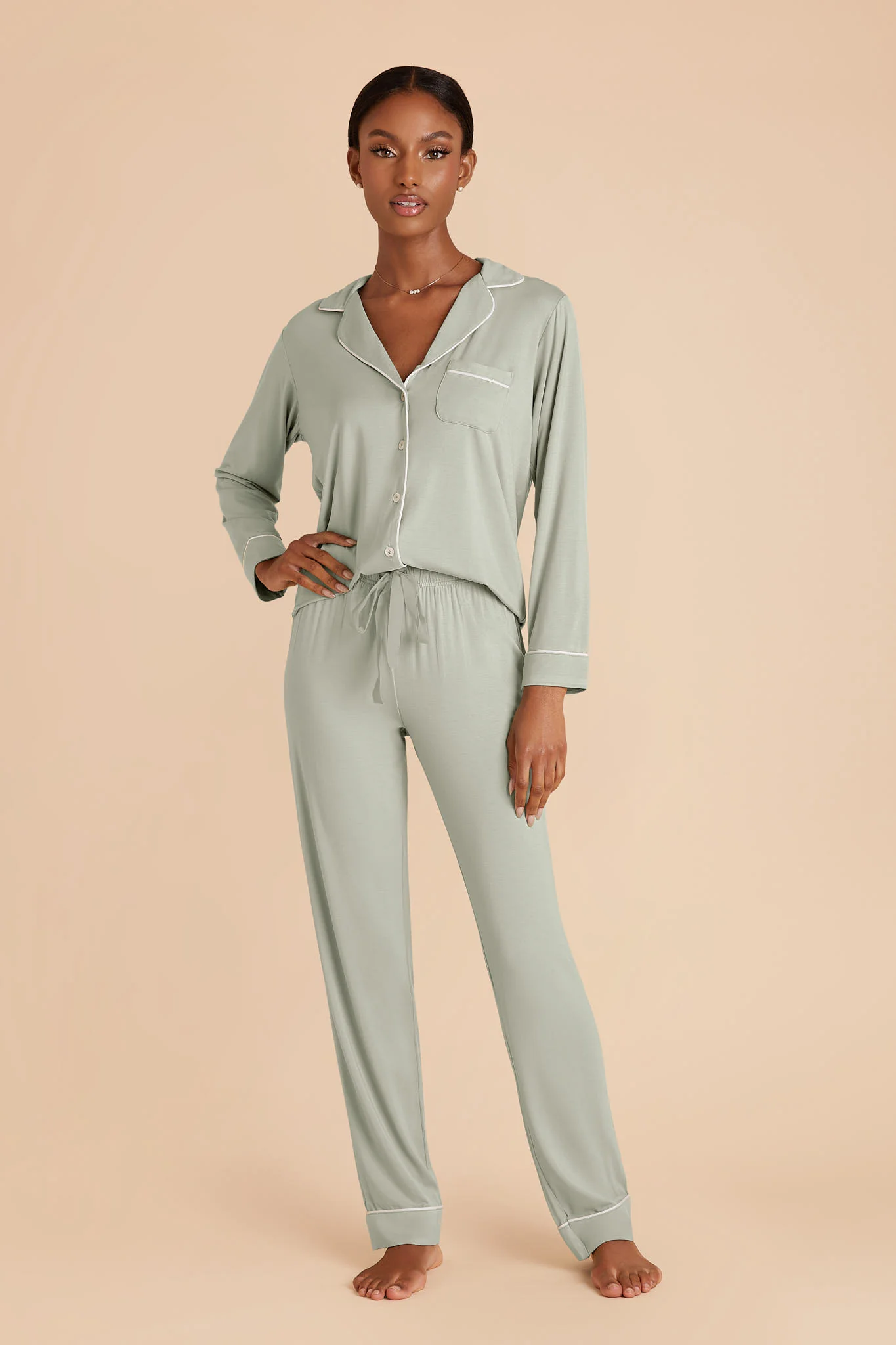 Jenna Bamboo Pajama Set - Sage - Image 2