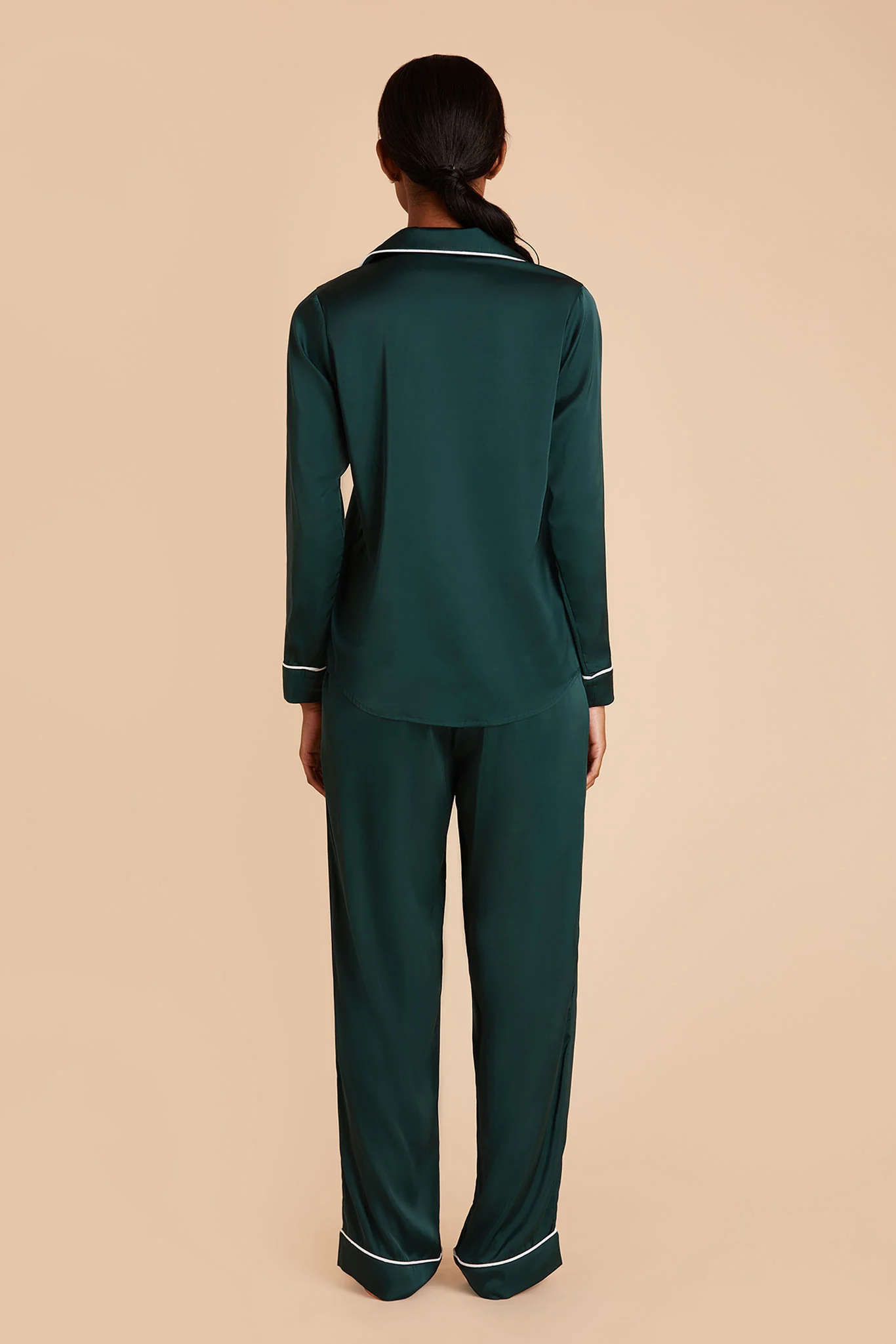 Jenna Matte Satin Pajama Set - Emerald - Image 7