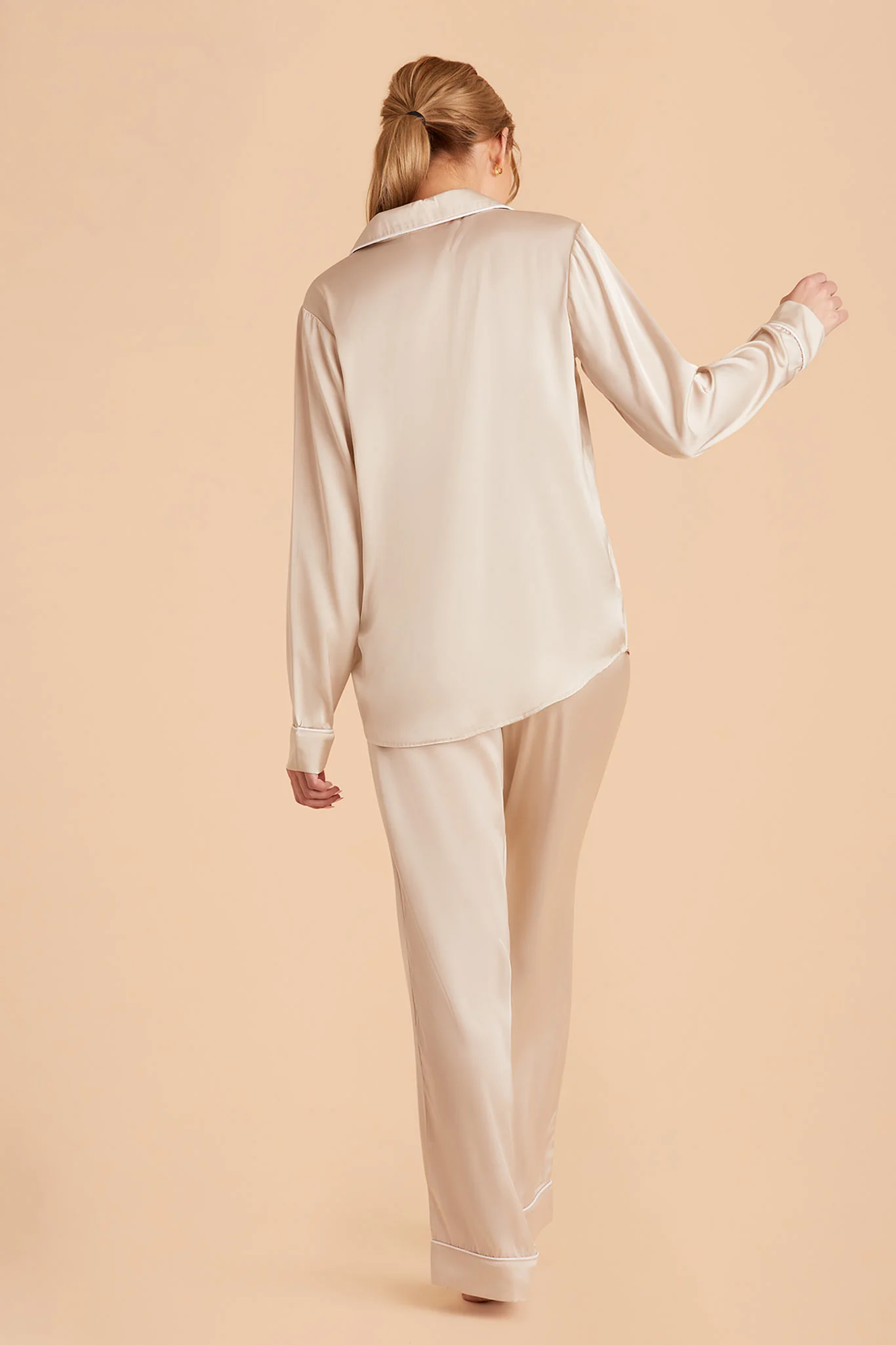 Jenna Matte Satin Pajama Set - Champagne - Image 13
