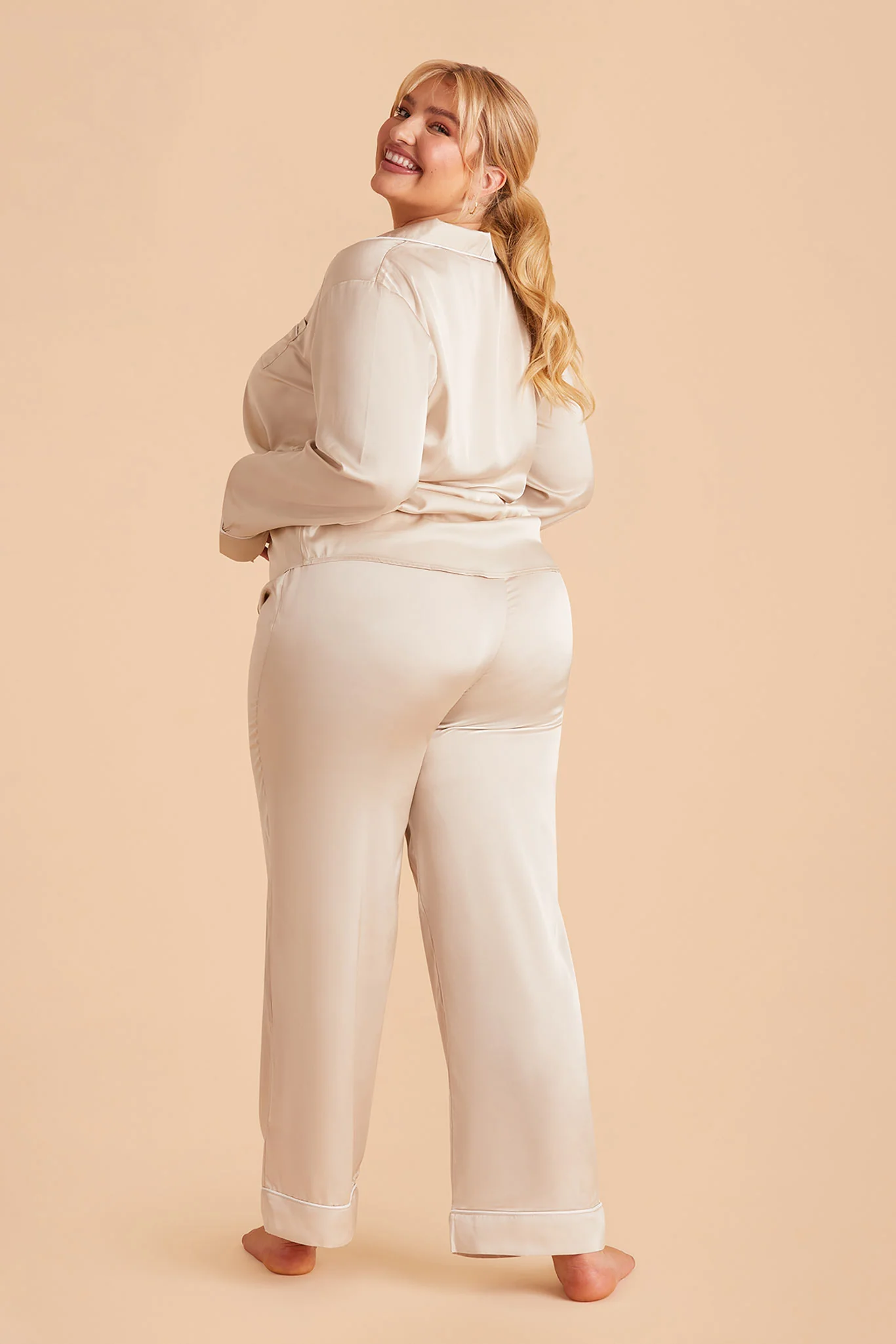 Jenna Matte Satin Pajama Set - Champagne - Image 16