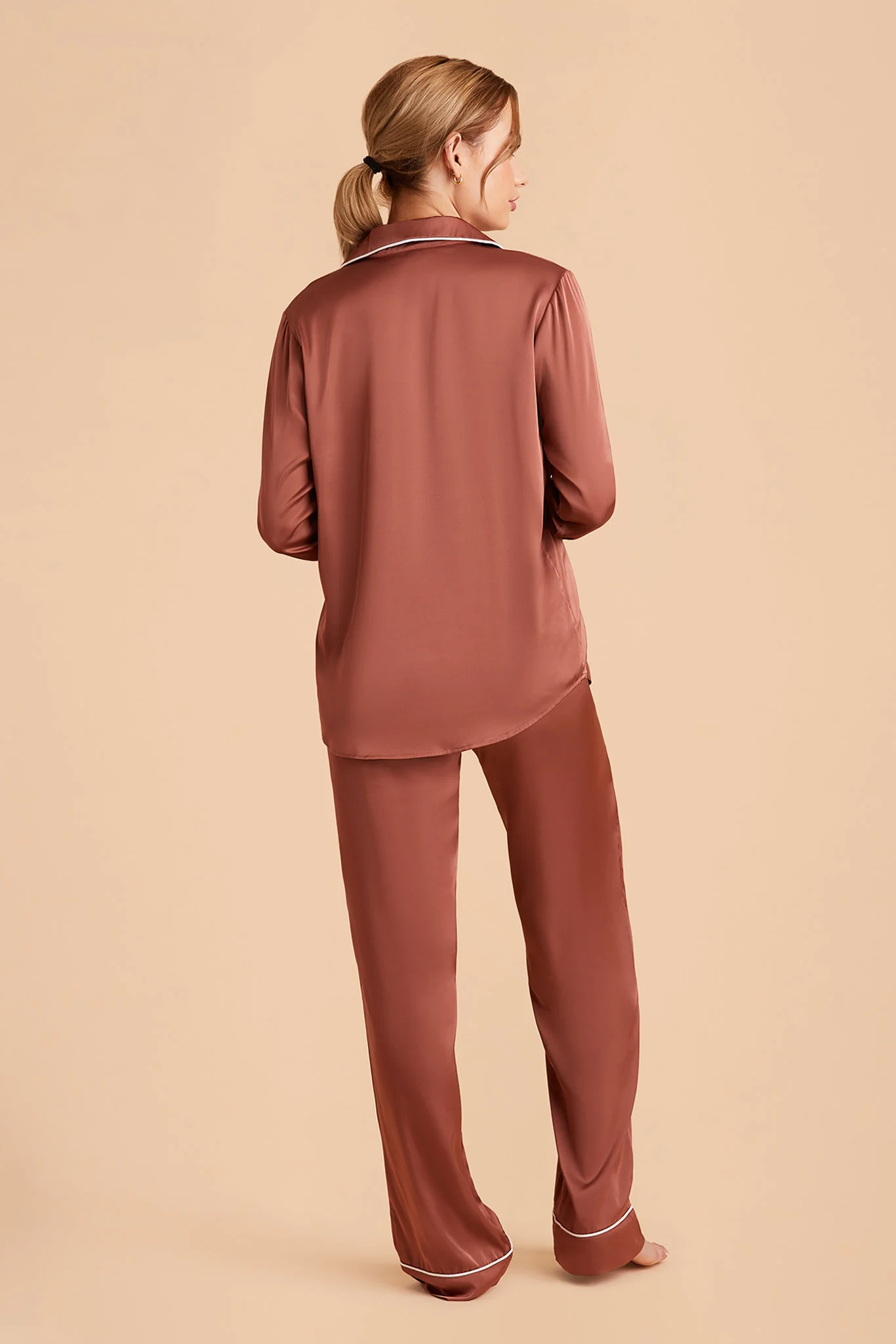 Jenna Matte Satin Pajama Set - Desert Rose - Image 9