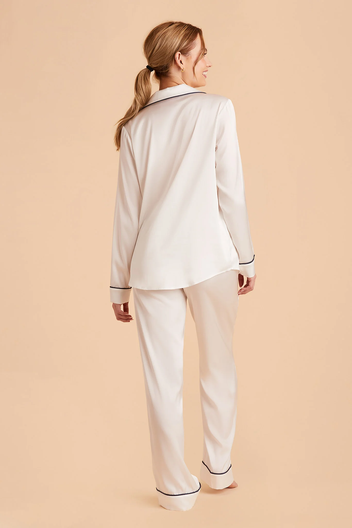 Jenna Matte Satin Pajama Set - Ivory - Image 6