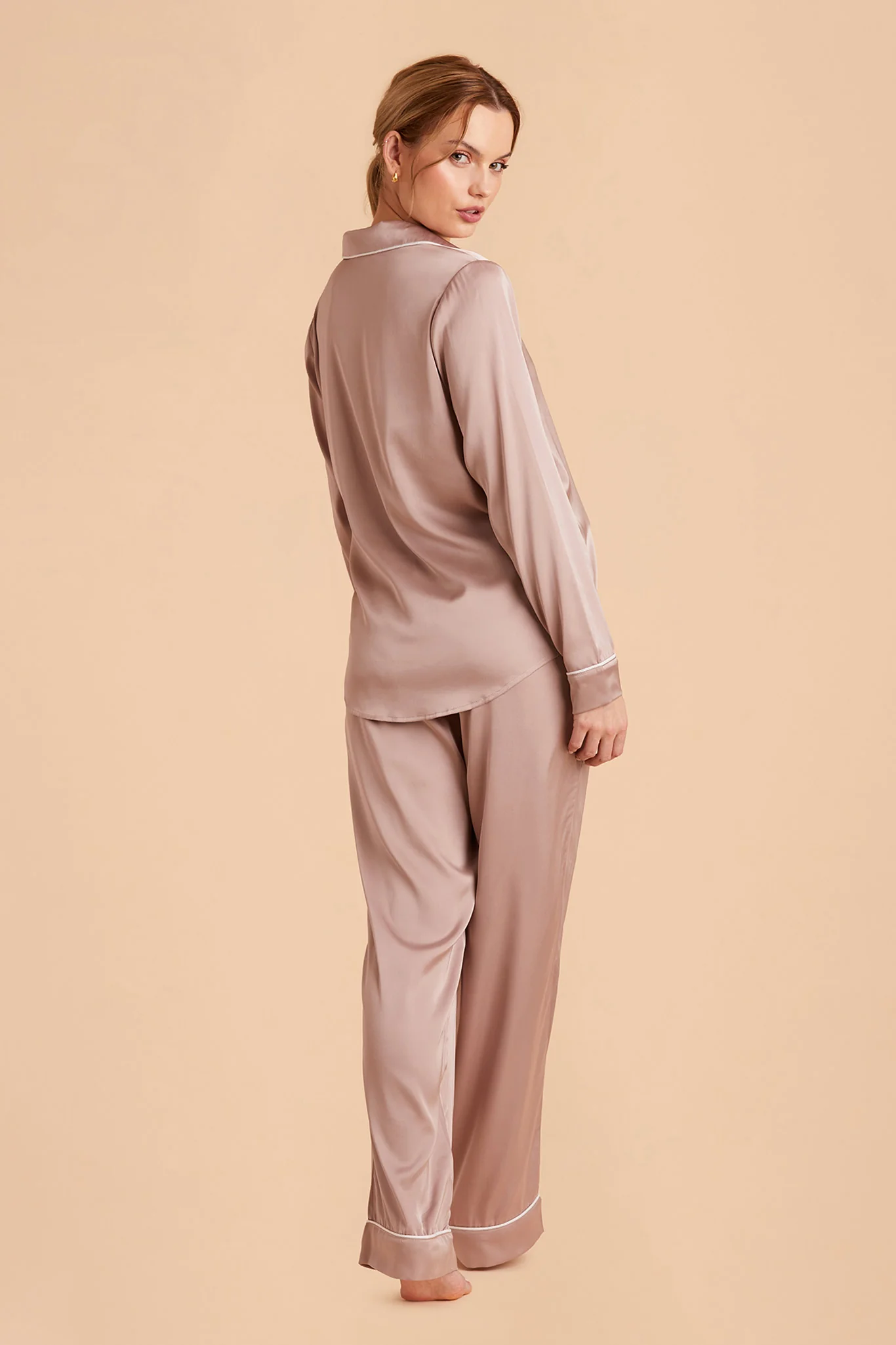 Jenna Matte Satin Pajama Set - Mauve Taupe - Image 8