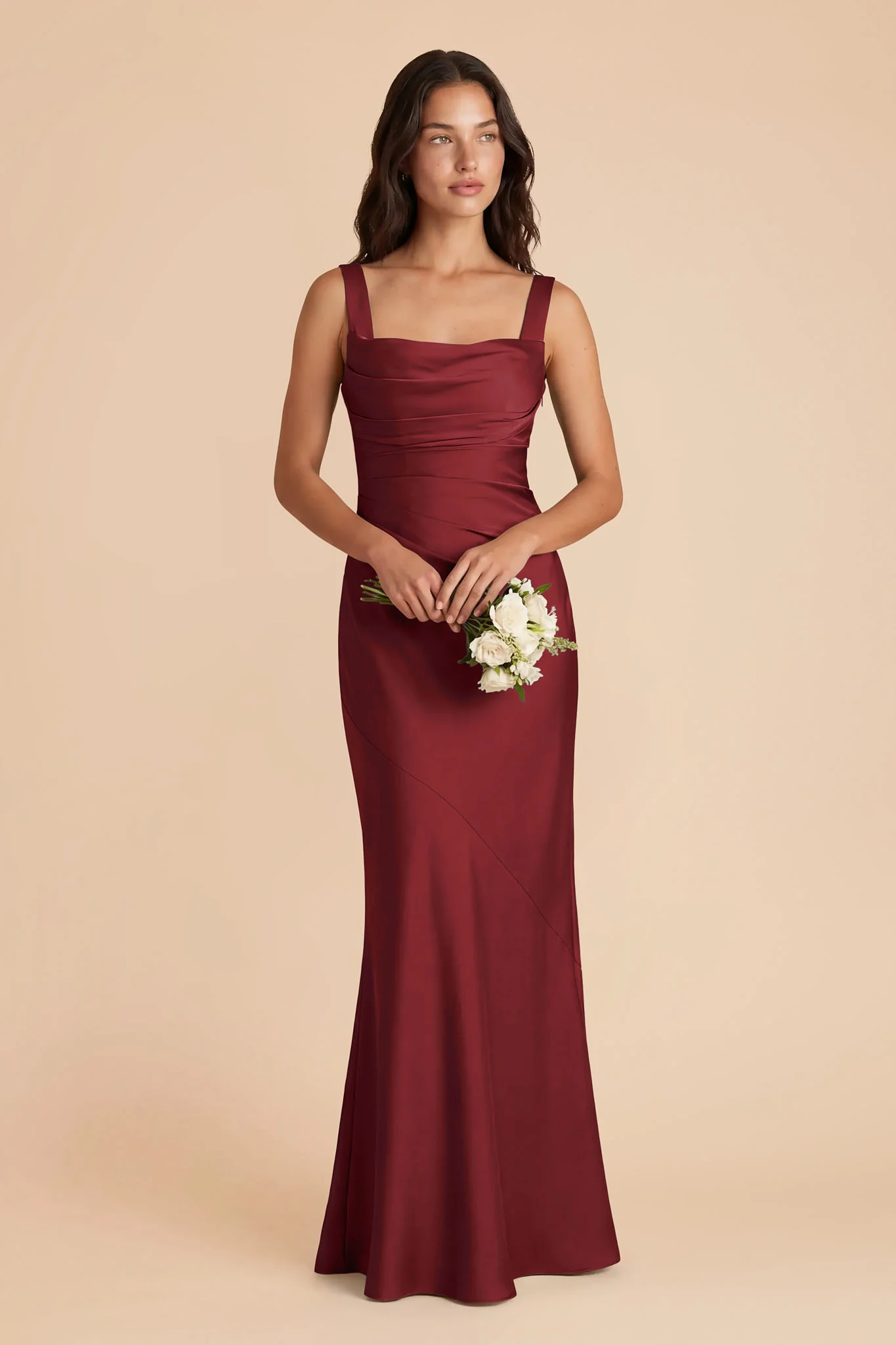 Jennie Matte Satin Dress - Burgundy - Image 2