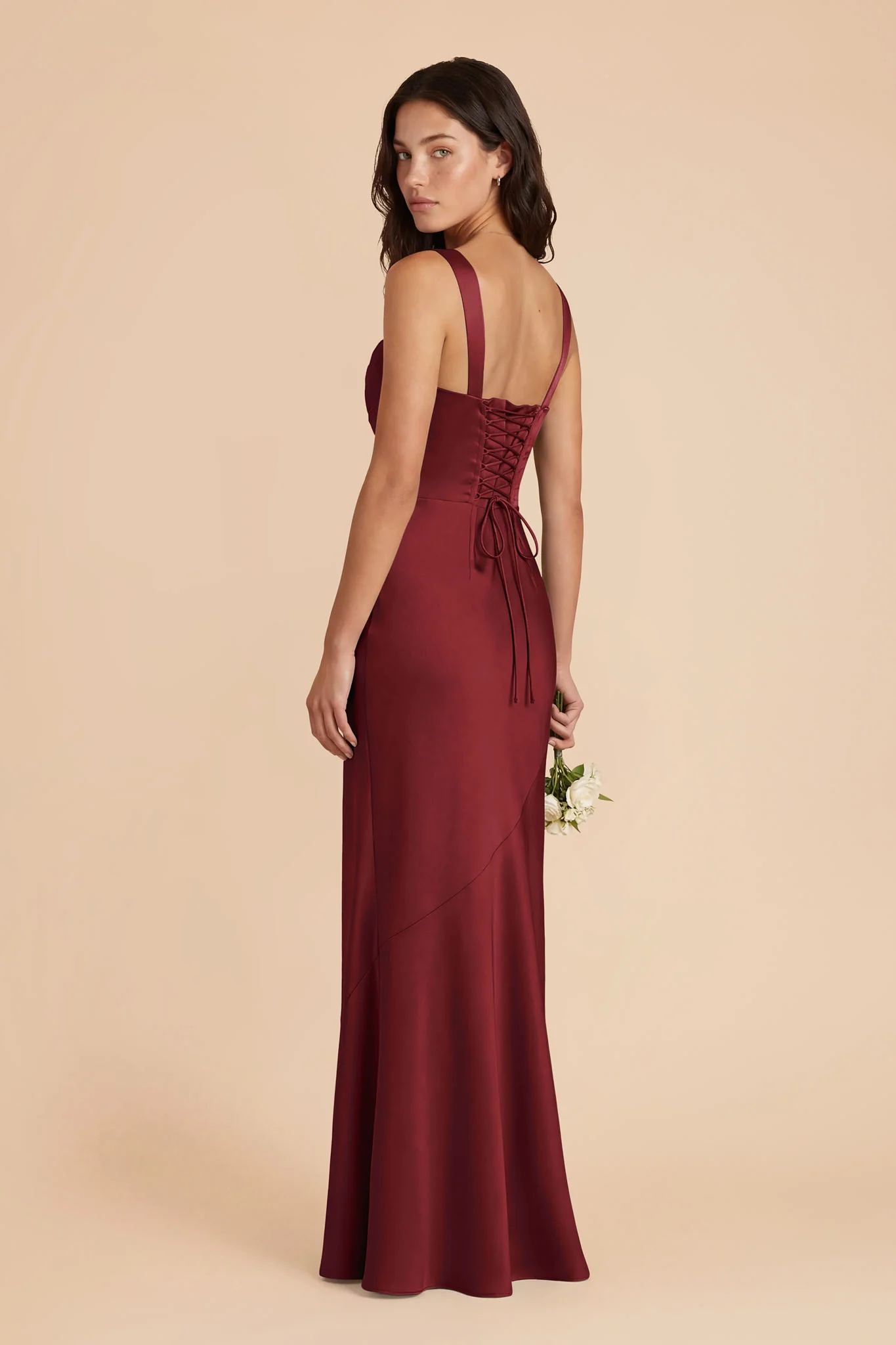 Jennie Matte Satin Dress - Burgundy - Image 3