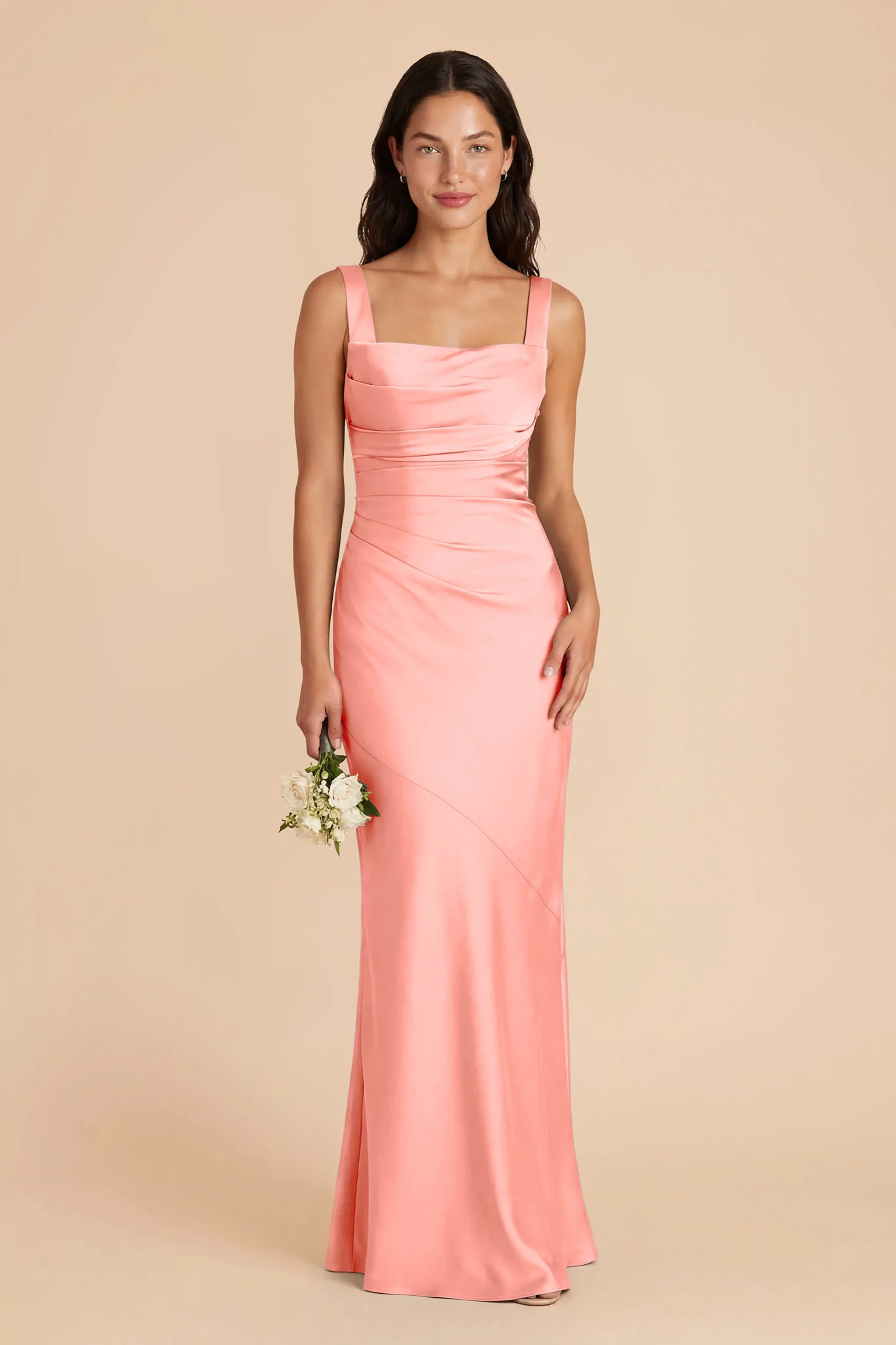 Jennie Matte Satin Dress - Coral Pink