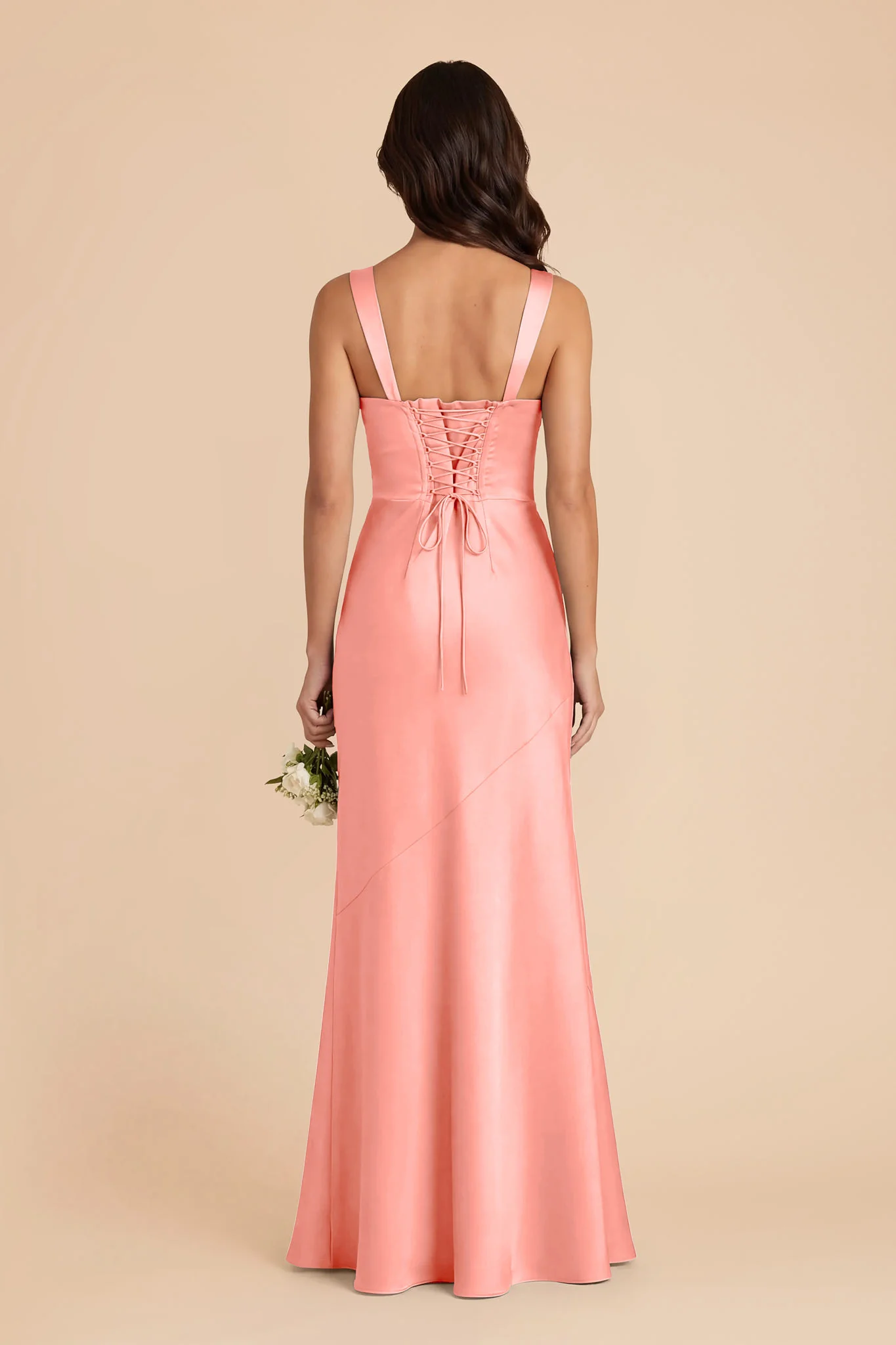 Jennie Matte Satin Dress - Coral Pink - Image 4