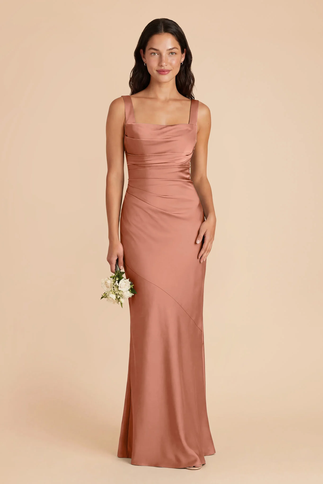 Jennie Matte Satin Dress - Desert Rose