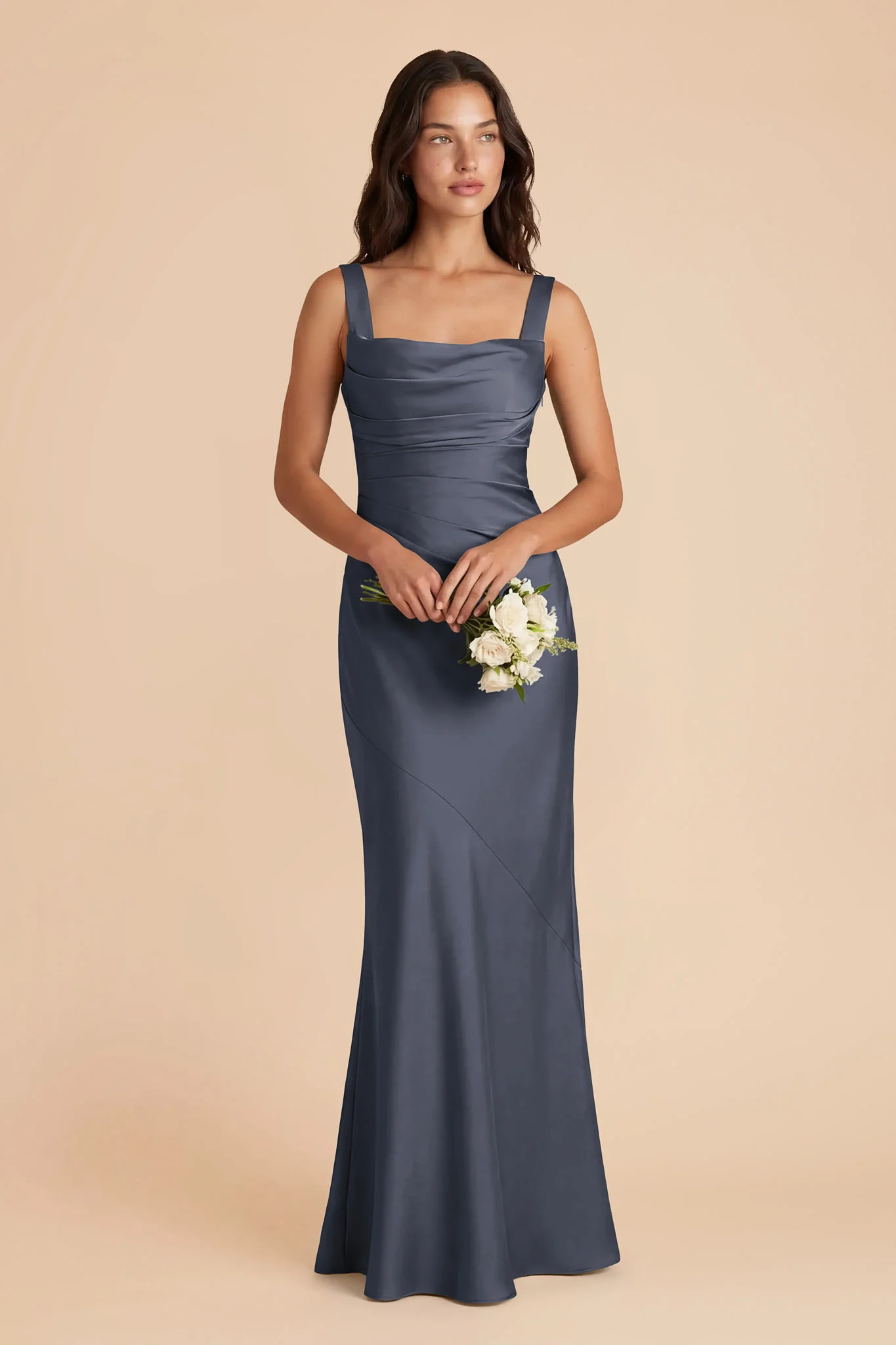 Jennie Matte Satin Dress - Dusk Blue - Image 2