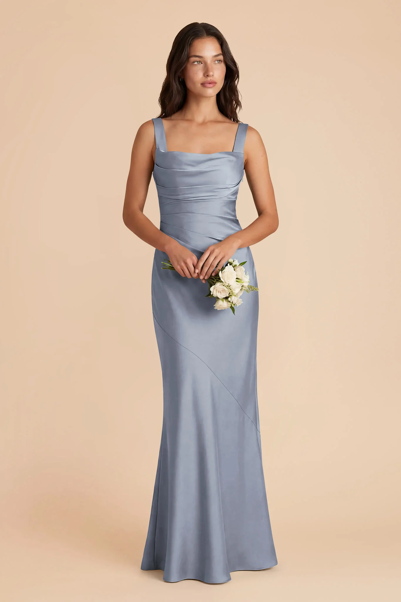 Jennie Matte Satin Dress - Dusty Blue - Image 2
